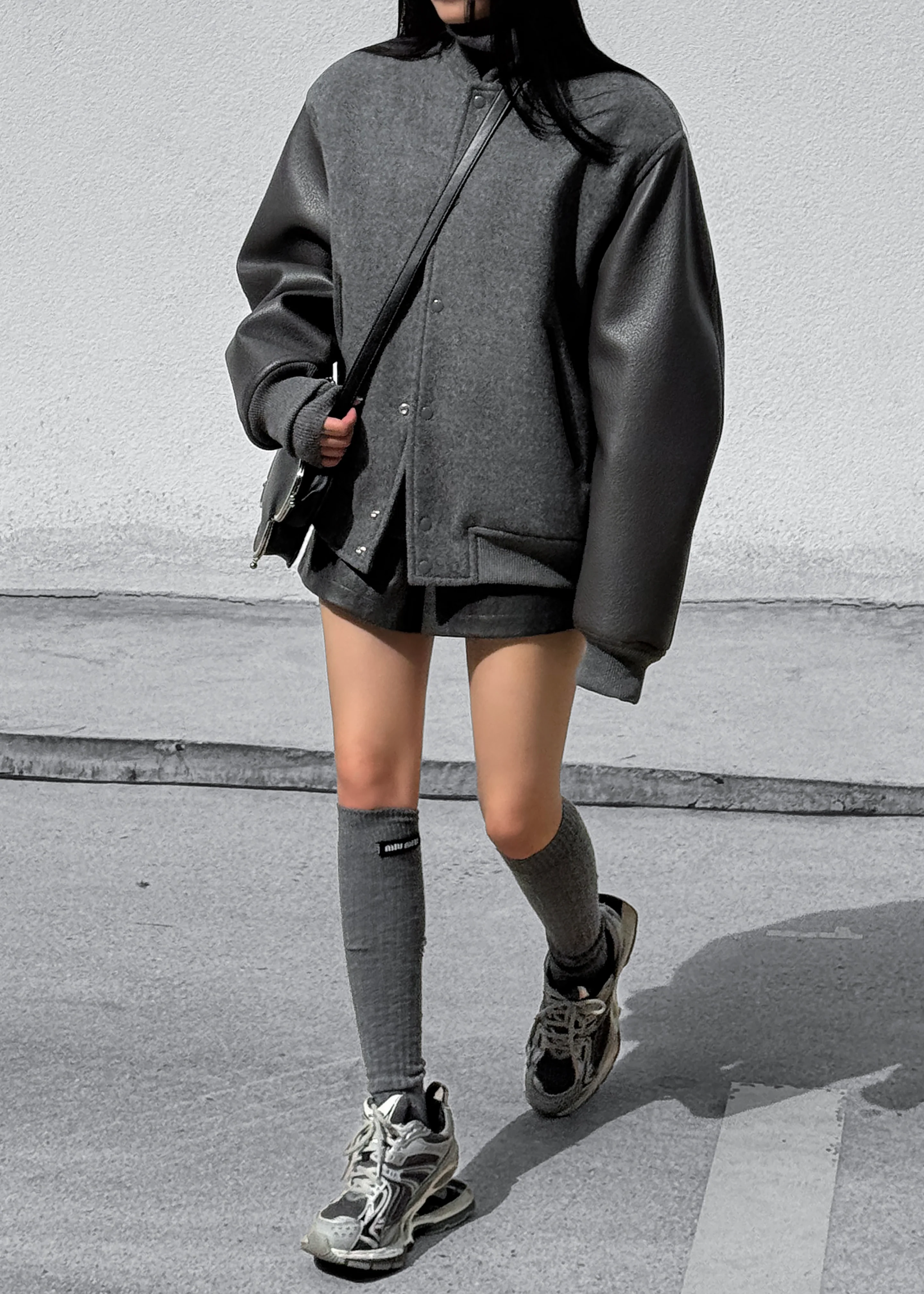 Kerava Oversized Bomber Jacket - Grey - Image 4