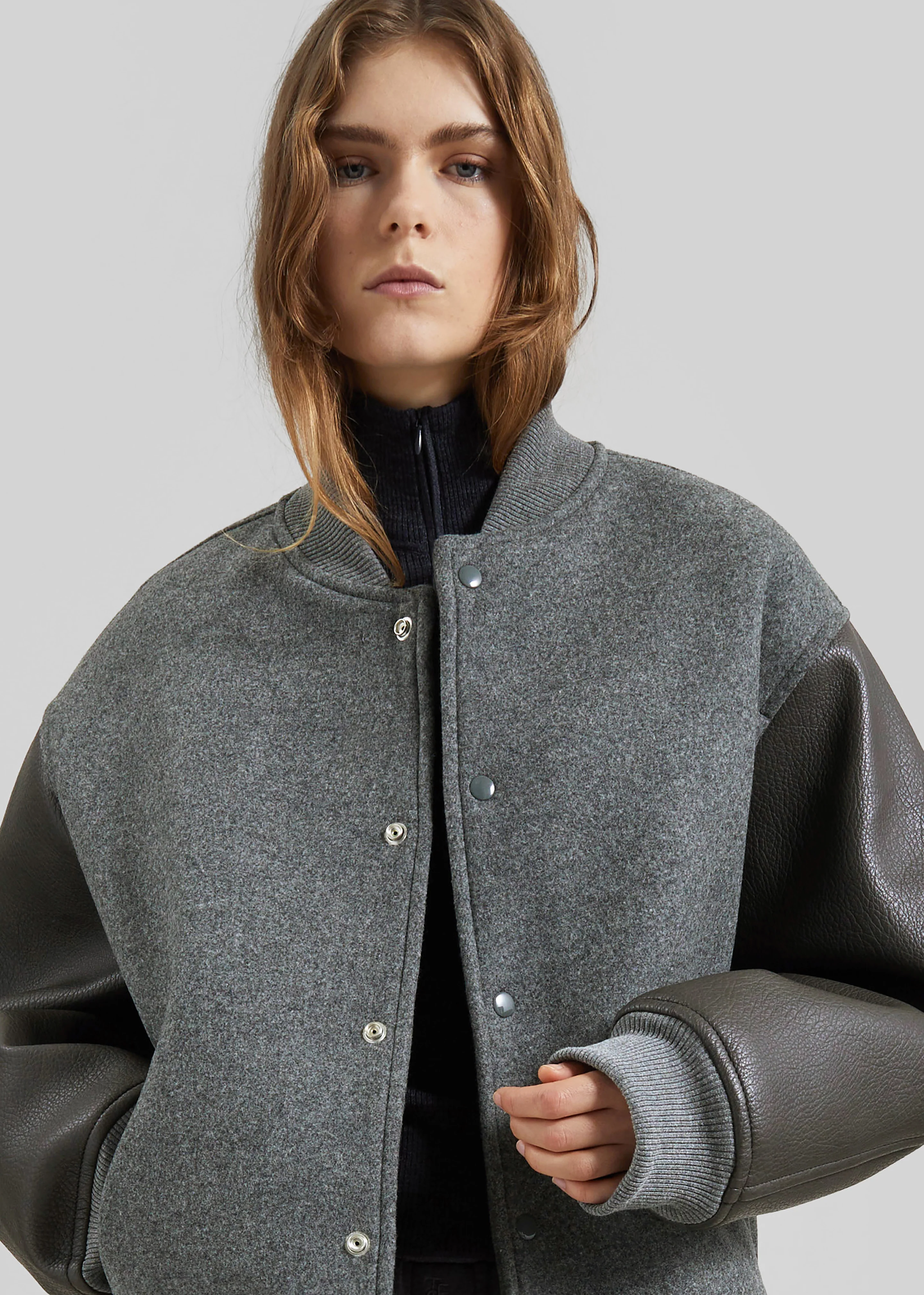 Kerava Oversized Bomber Jacket - Grey - Image 8
