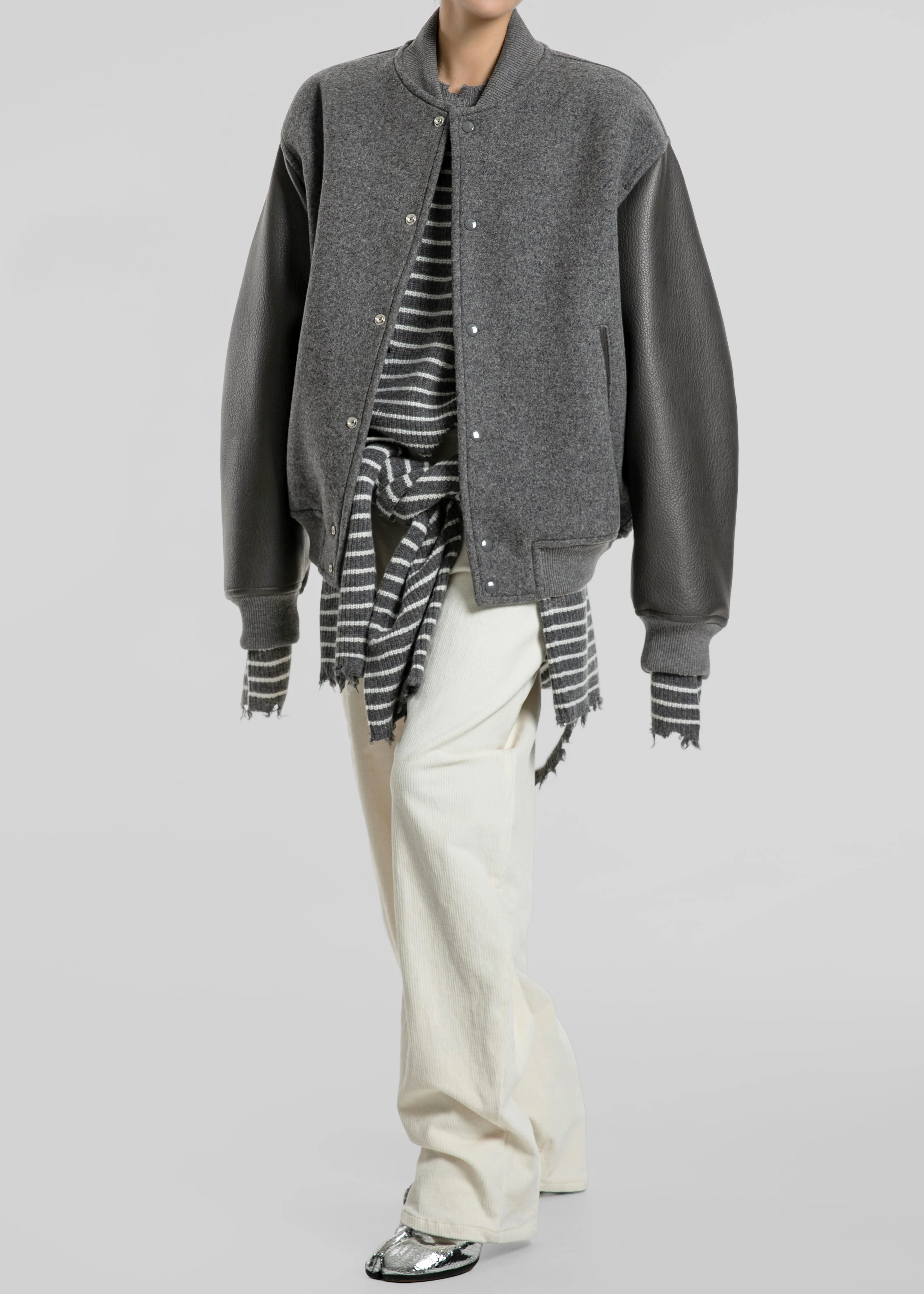 Kerava Oversized Bomber Jacket - Grey - Image 9