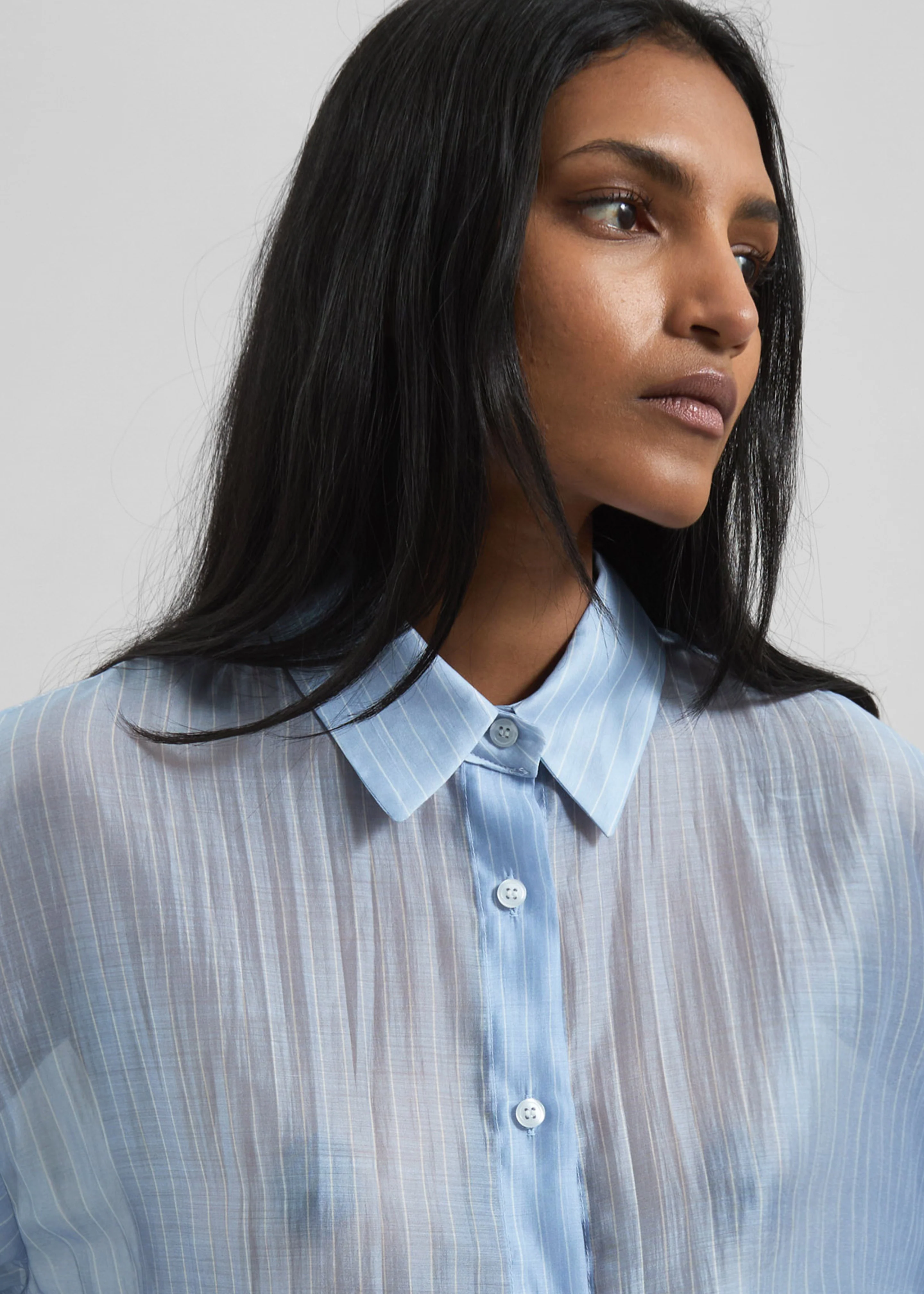 Kesin Open Back Shirt - Blue/White Stripe - Image 5