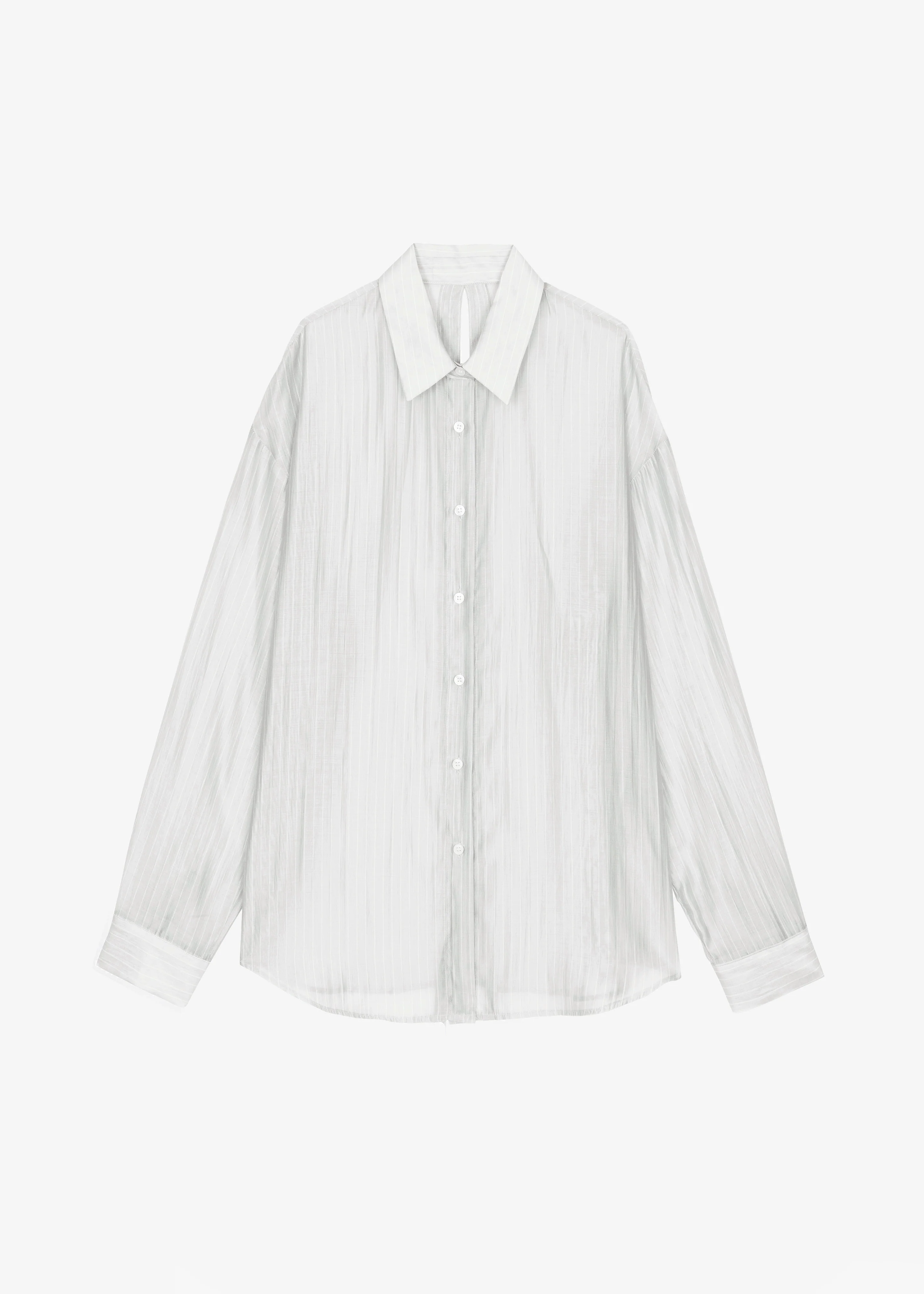 Kesin Open Back Shirt - White/Grey Stripe - Image 8