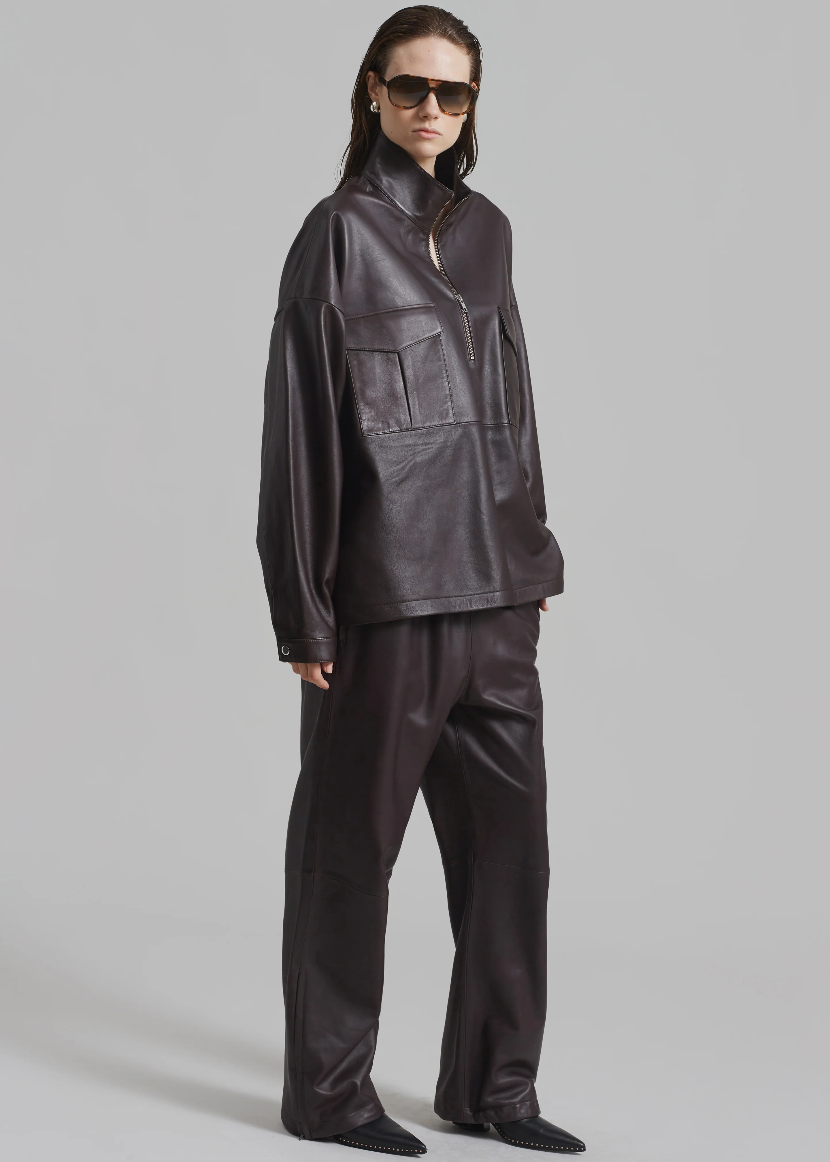 Kevin Leather Trousers - Brown - Image 10