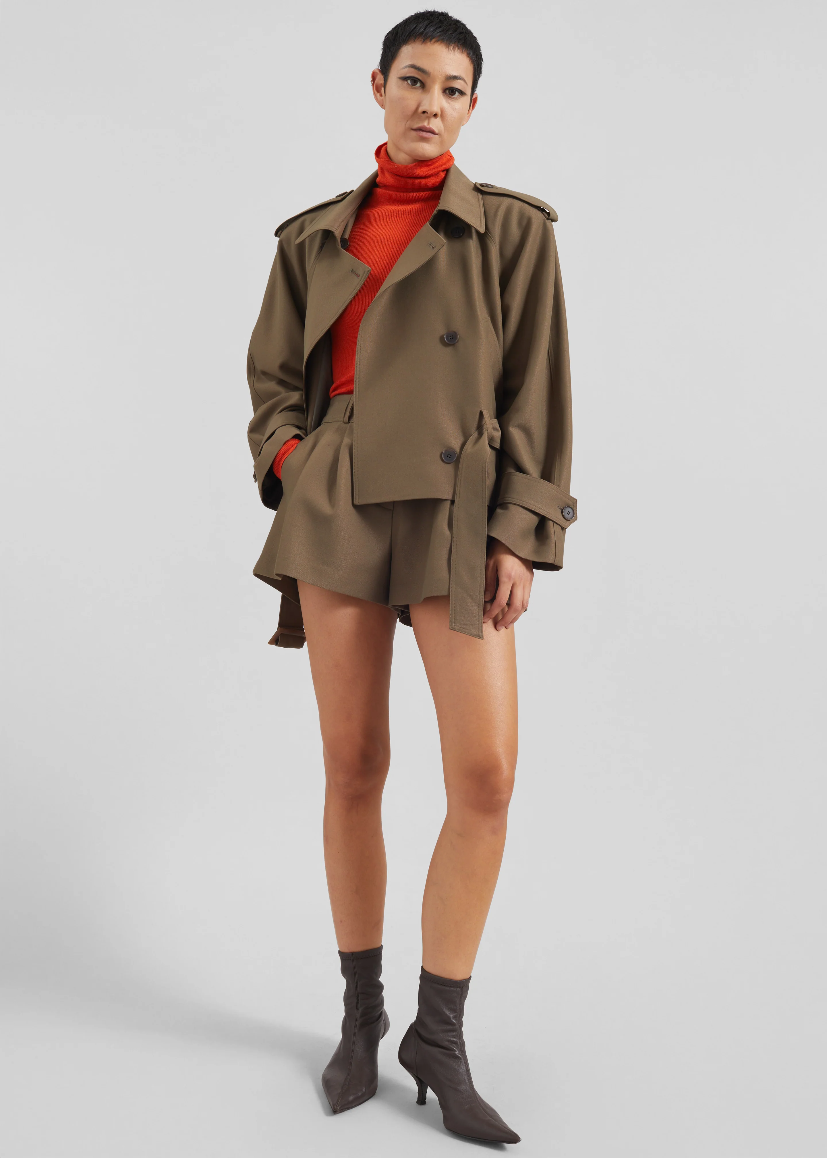 Kinsley Mini Shorts - Brown - Image 7