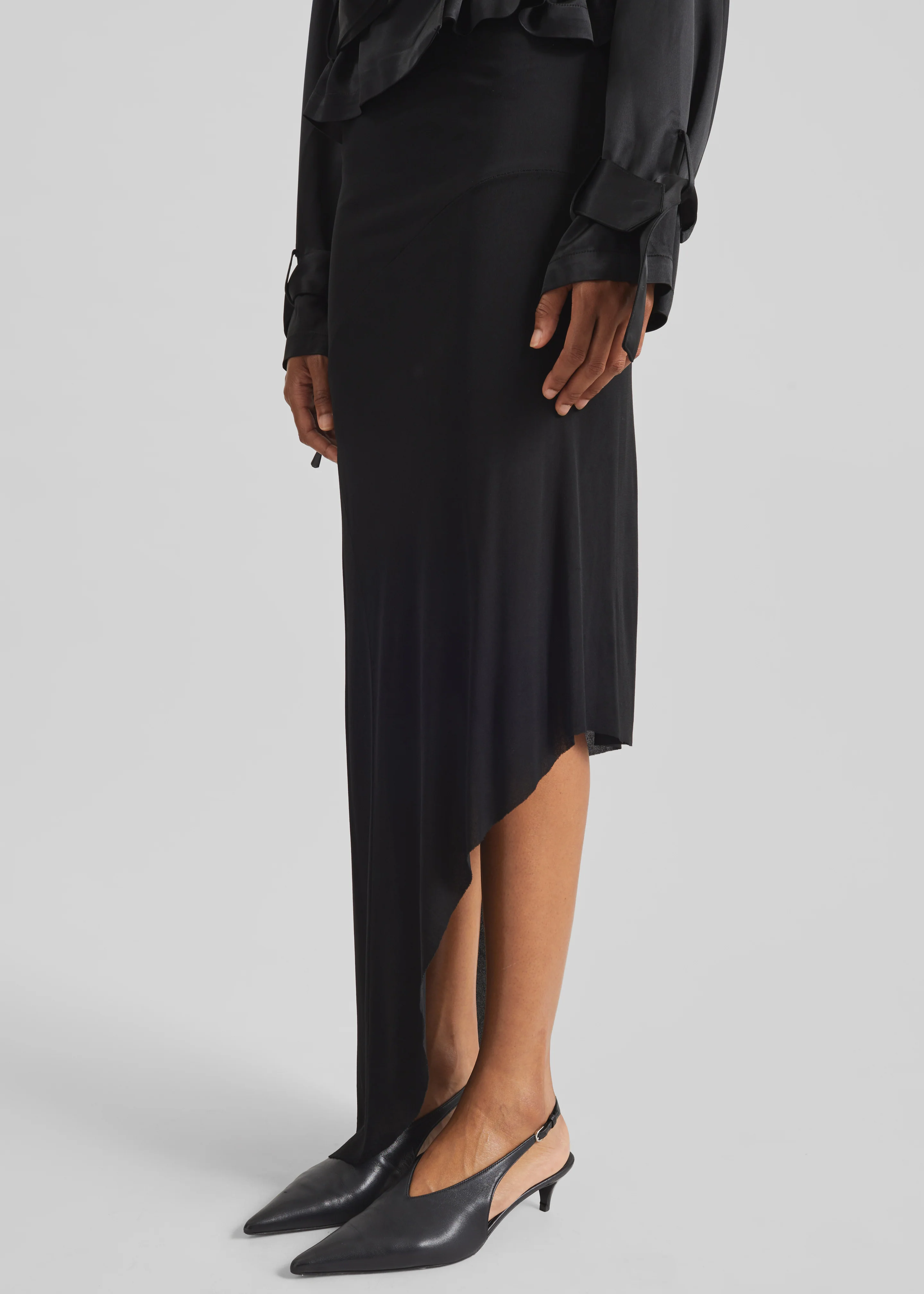 Kitty Sheer Asymmetric Skirt - Black - Image 6