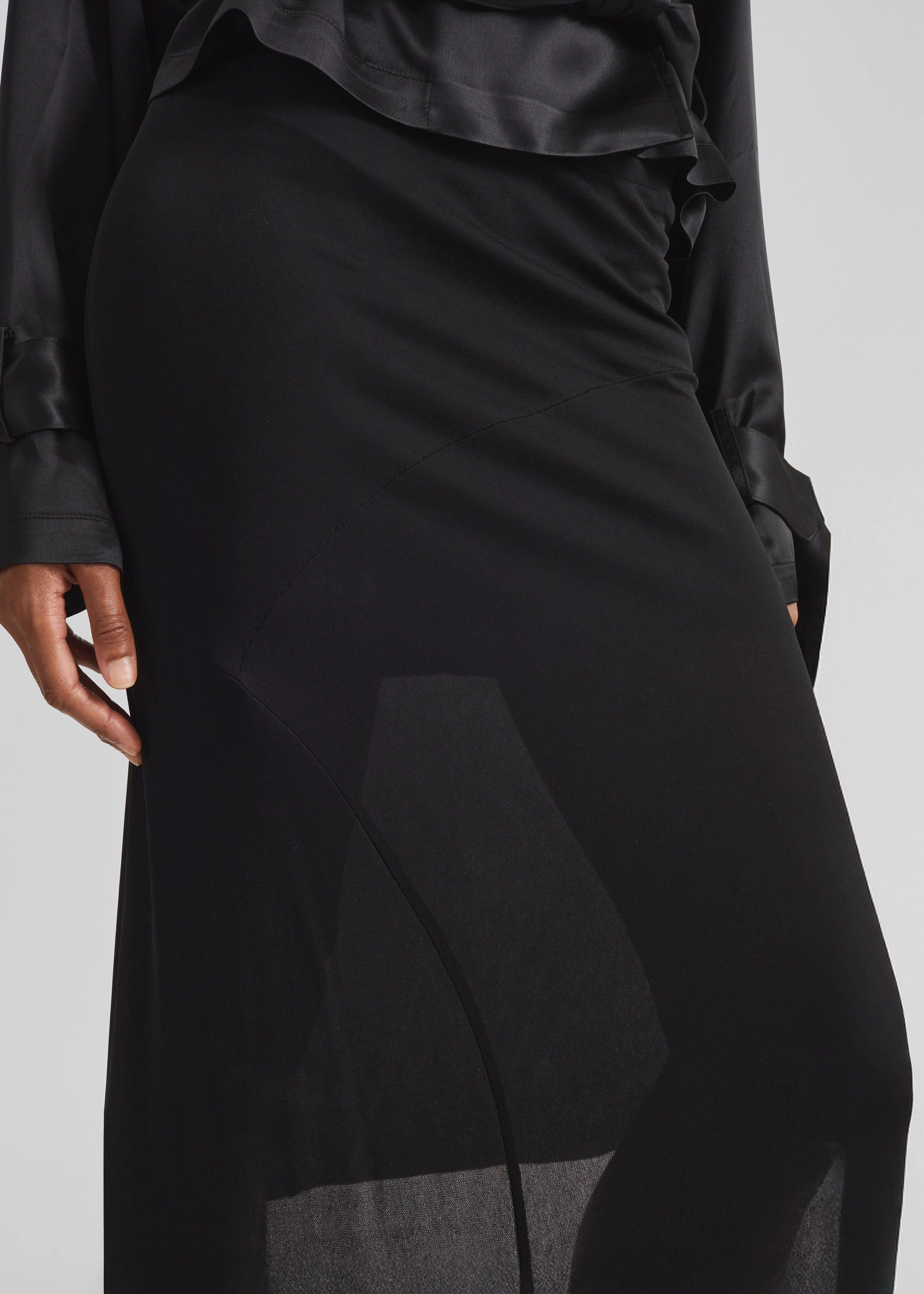 Kitty Sheer Asymmetric Skirt - Black - Image 7