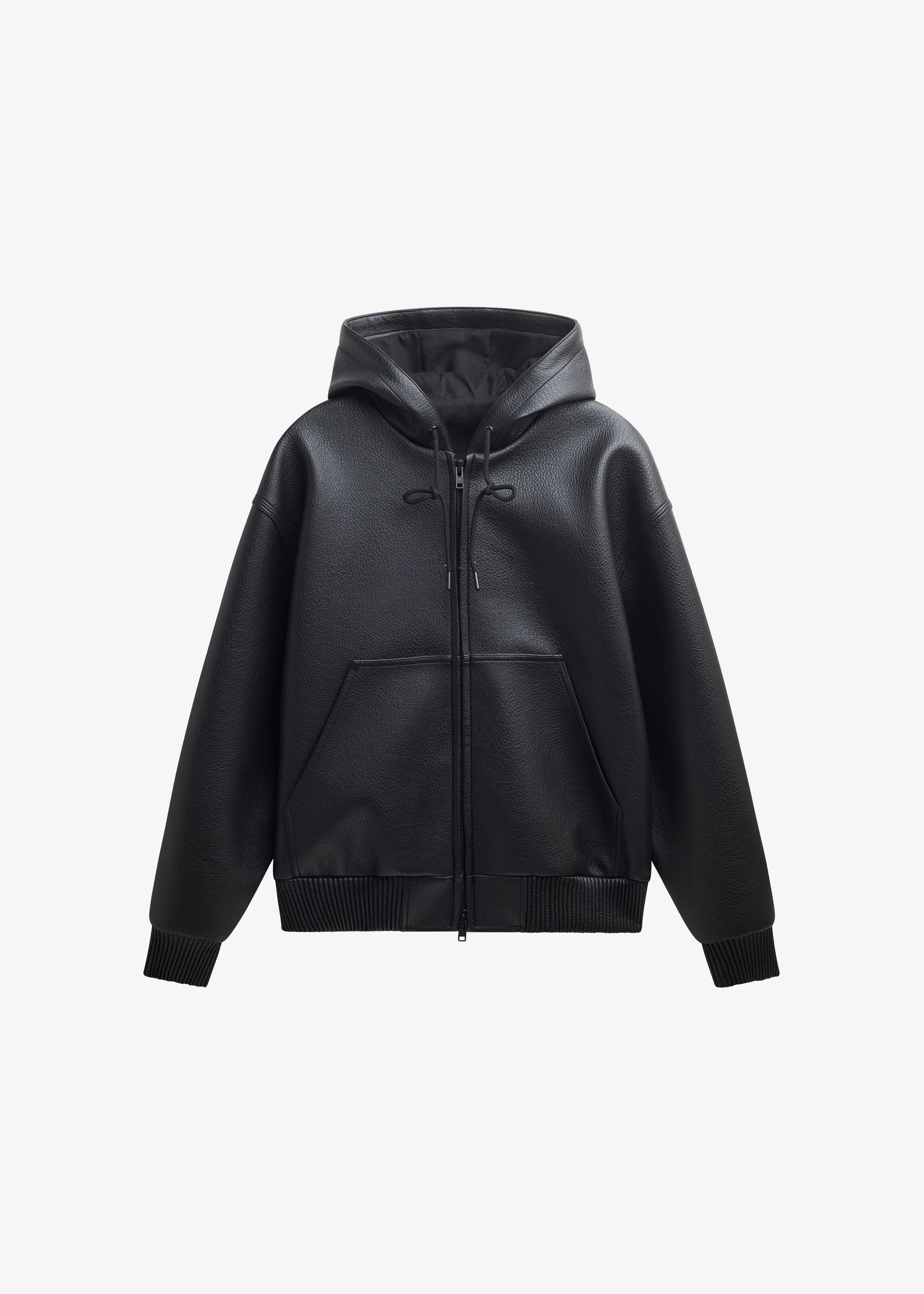 Kodai Faux Leather Bomber Jacket - Black - Image 13