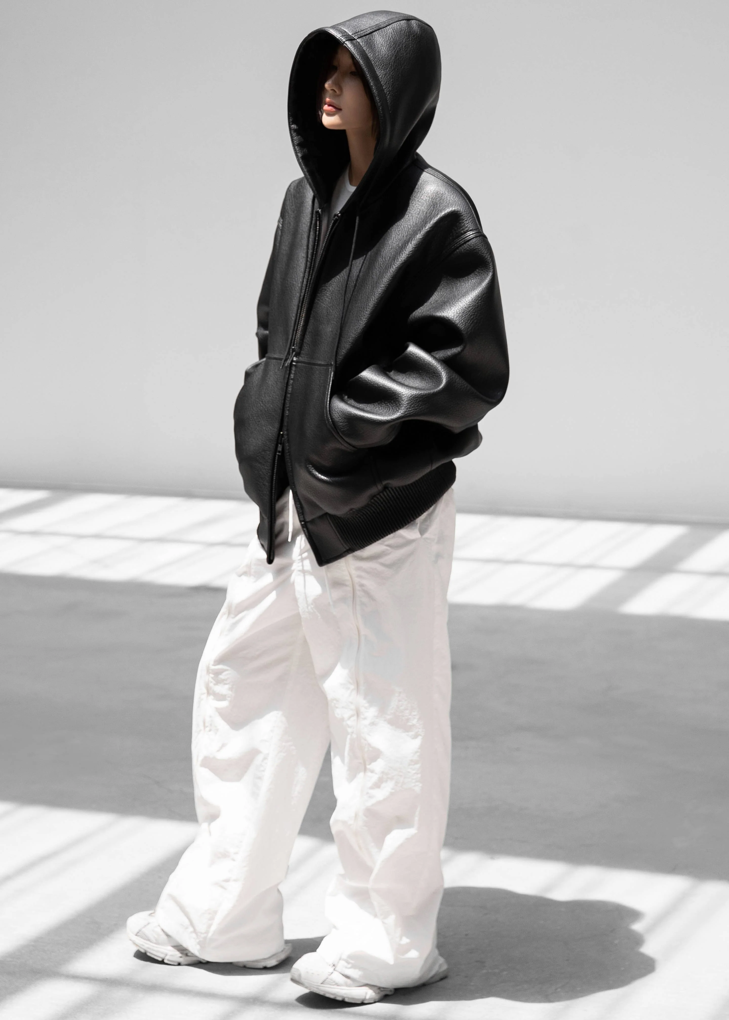 Kodai Faux Leather Bomber Jacket - Black - Image 3