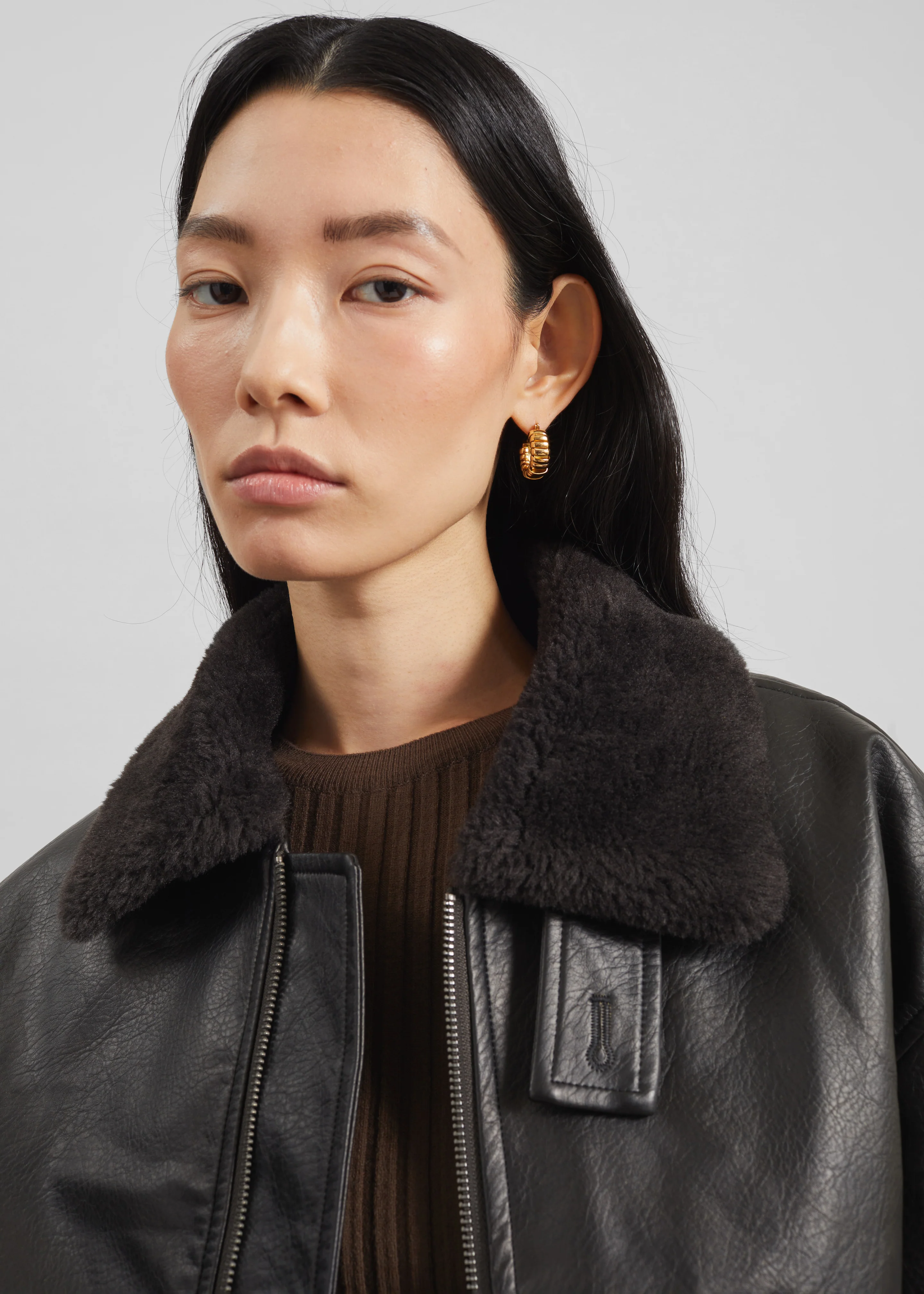 Kollam Faux Leather Boxy Jacket - Black - Image 4