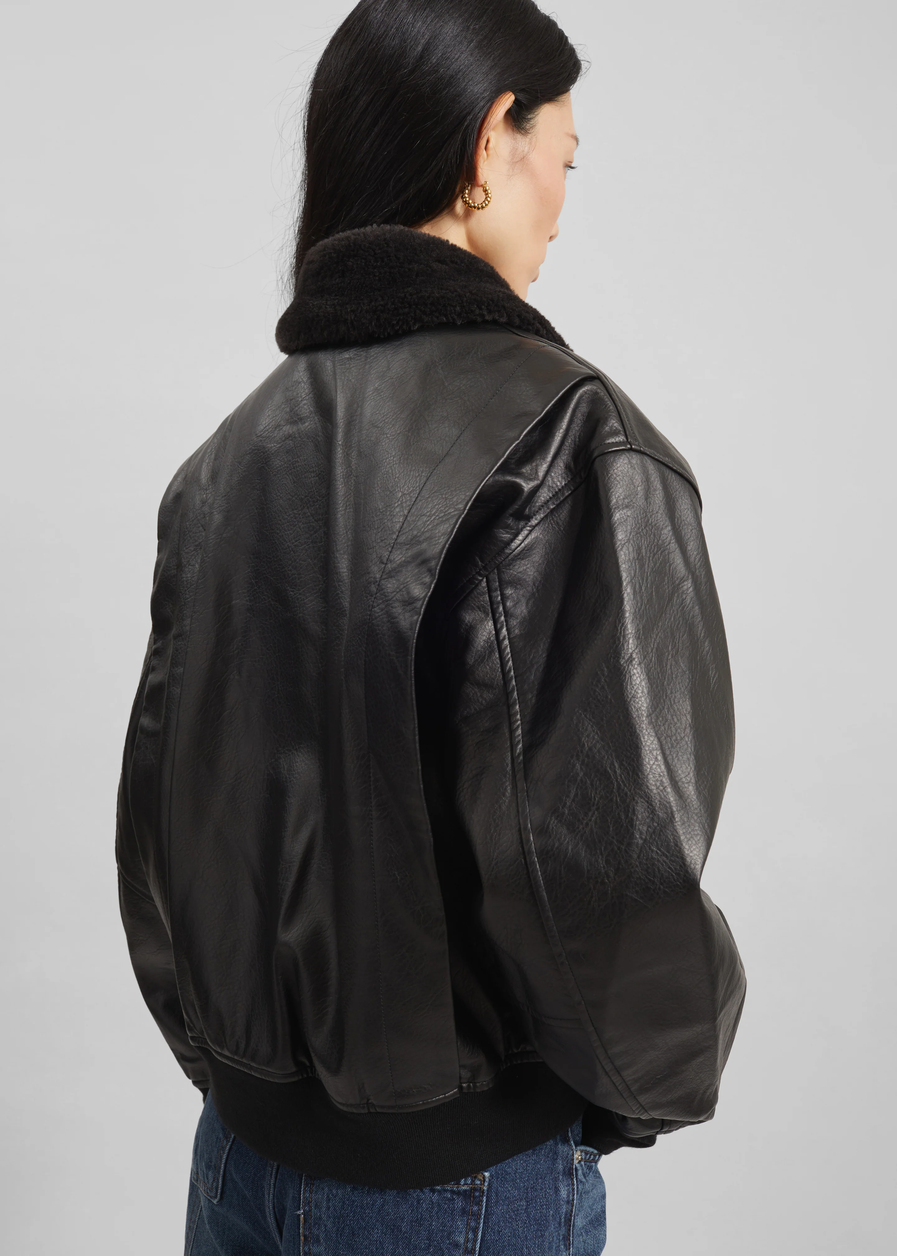 Kollam Faux Leather Boxy Jacket - Black - Image 6