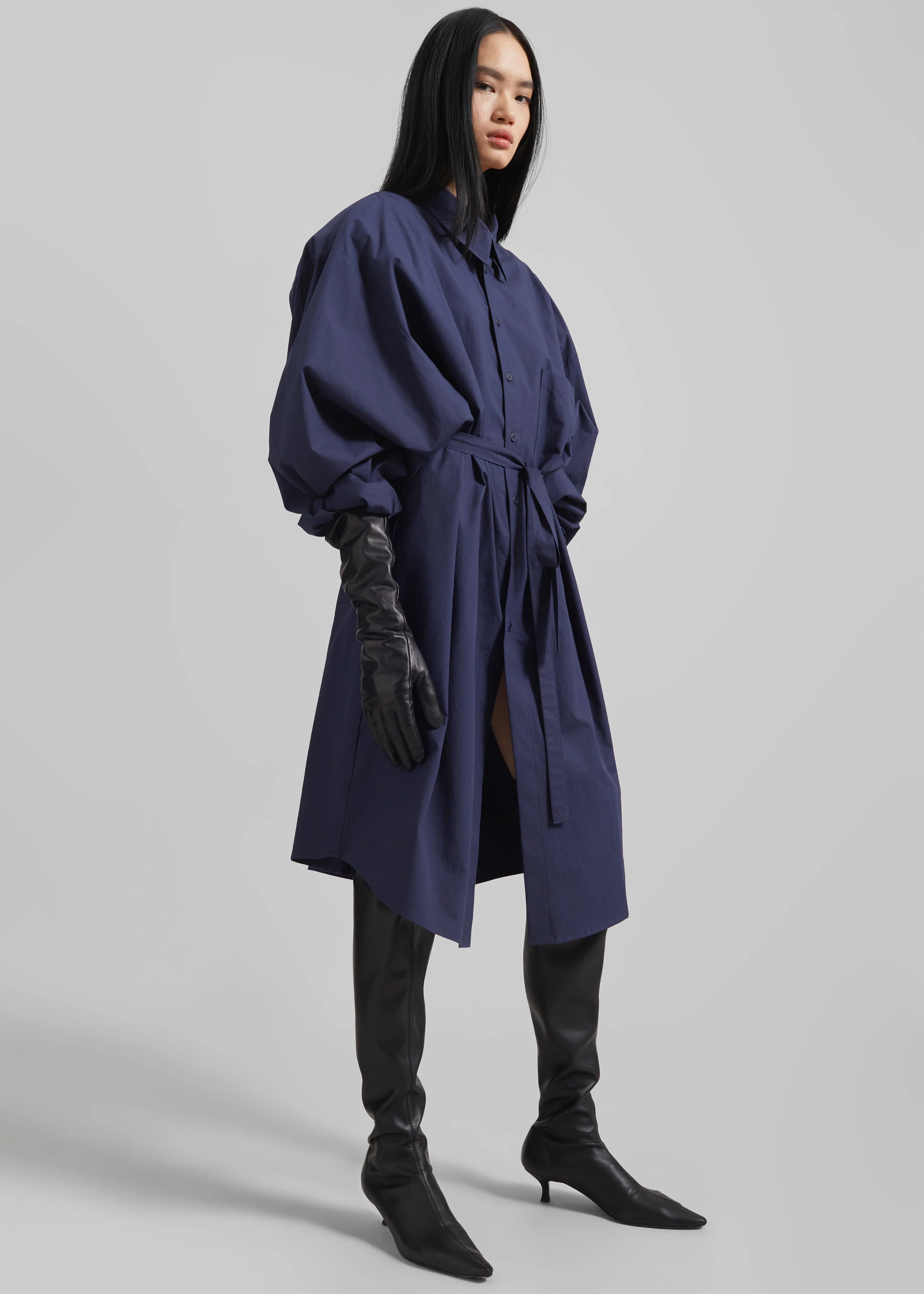 Korben Oversized Shirt Dress - Navy - Image 2