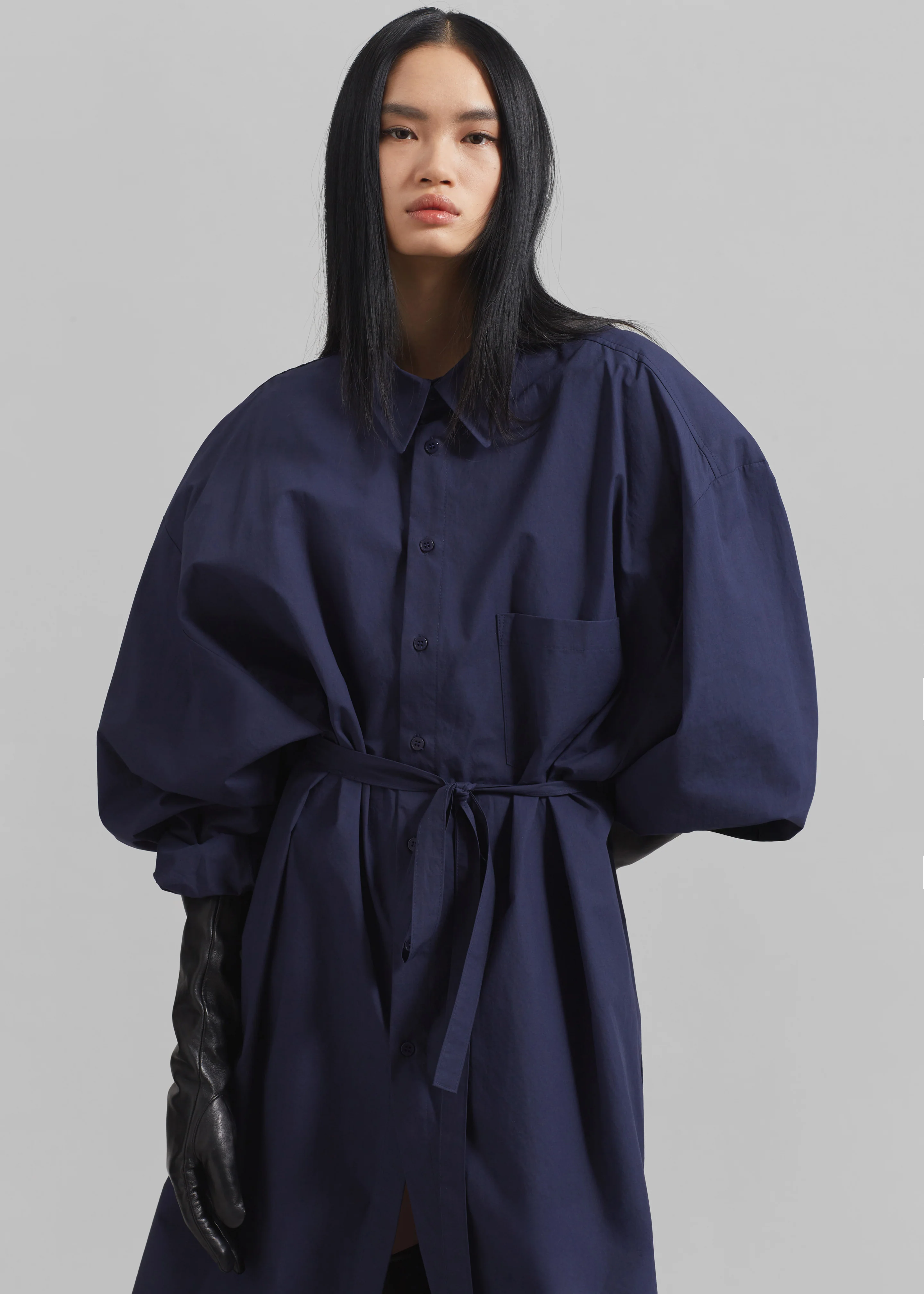 Korben Oversized Shirt Dress - Navy - Image 5
