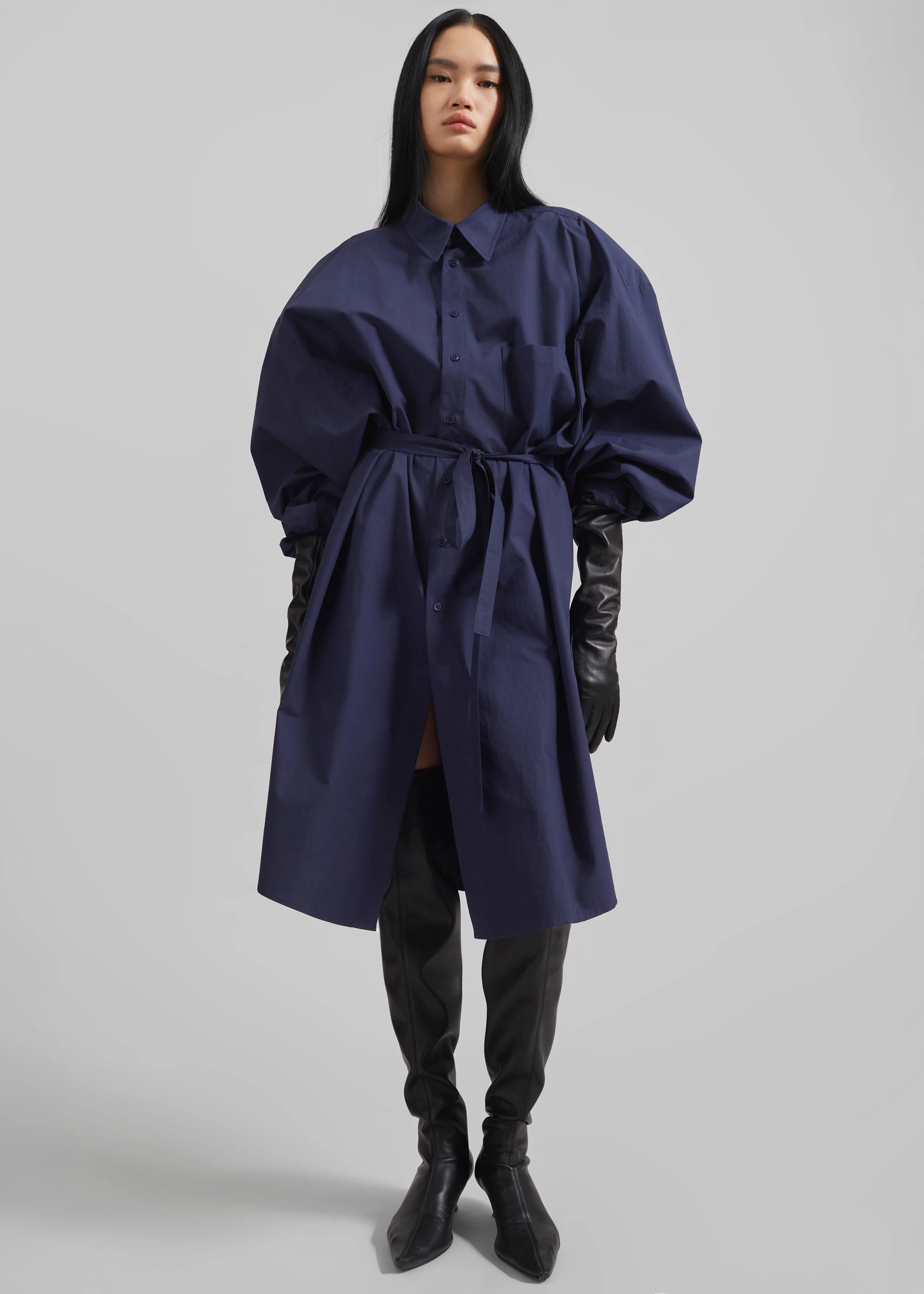 Korben Oversized Shirt Dress - Navy - Image 6