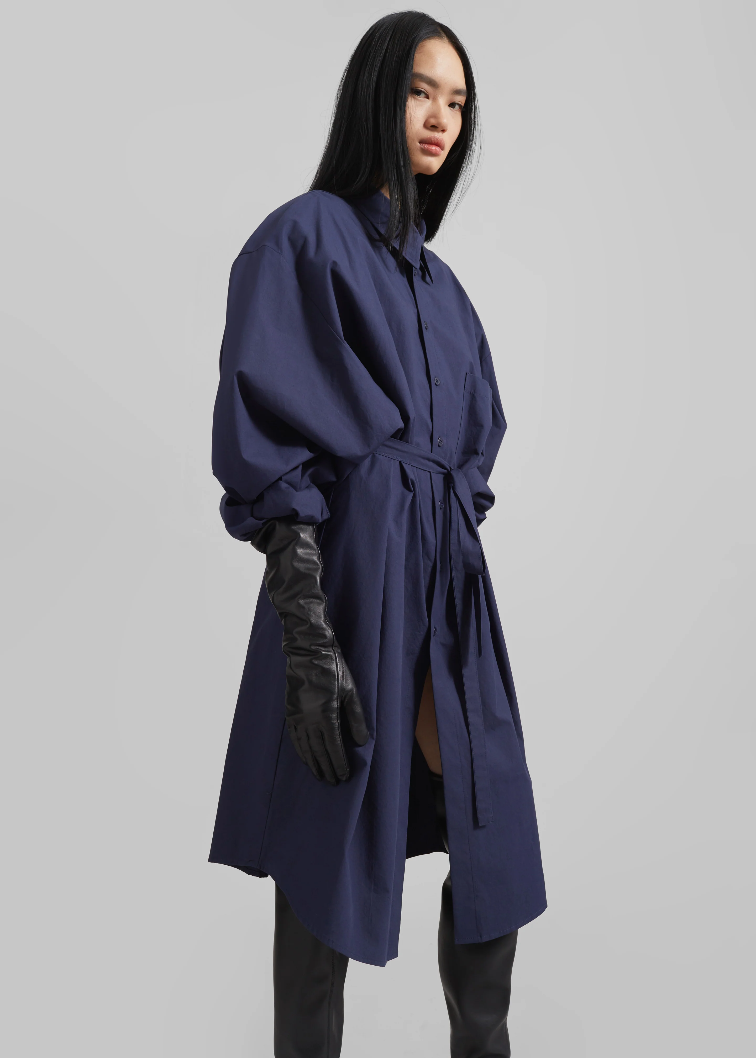 Korben Oversized Shirt Dress - Navy - Image 7
