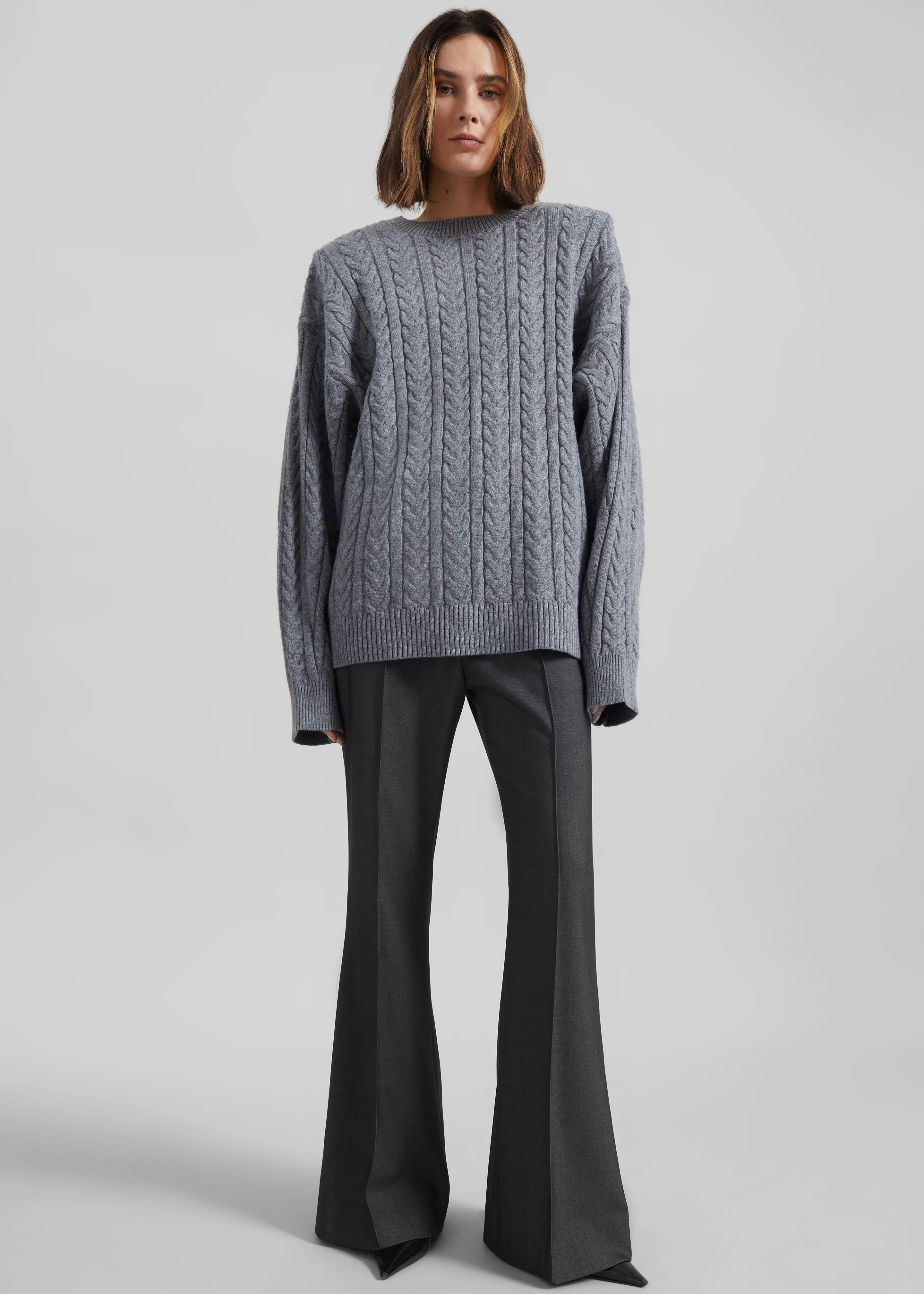 Kvale Pintuck Flared Trousers - Dark Grey - Image 7