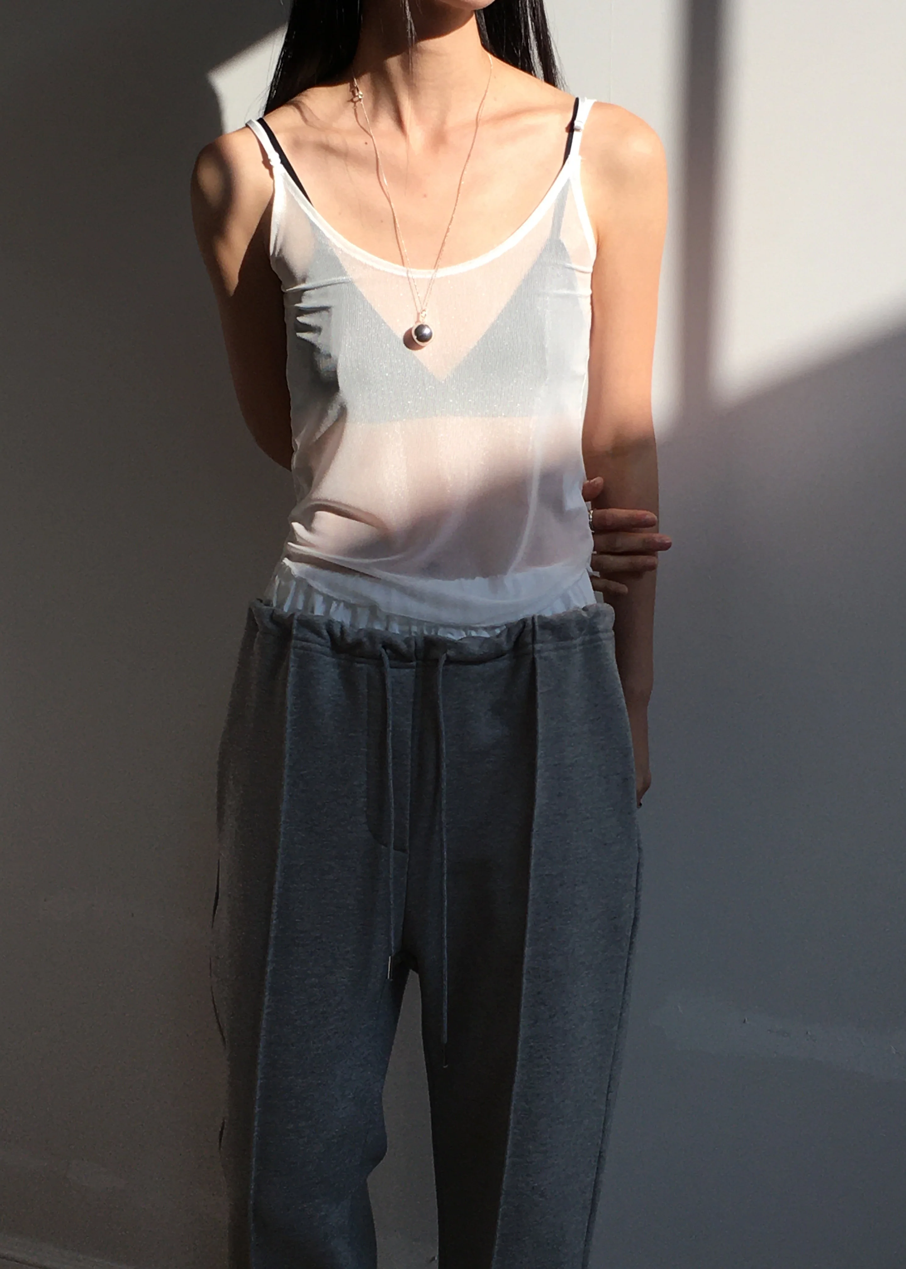 Kyla Sheer Tank Top - White - Image 4