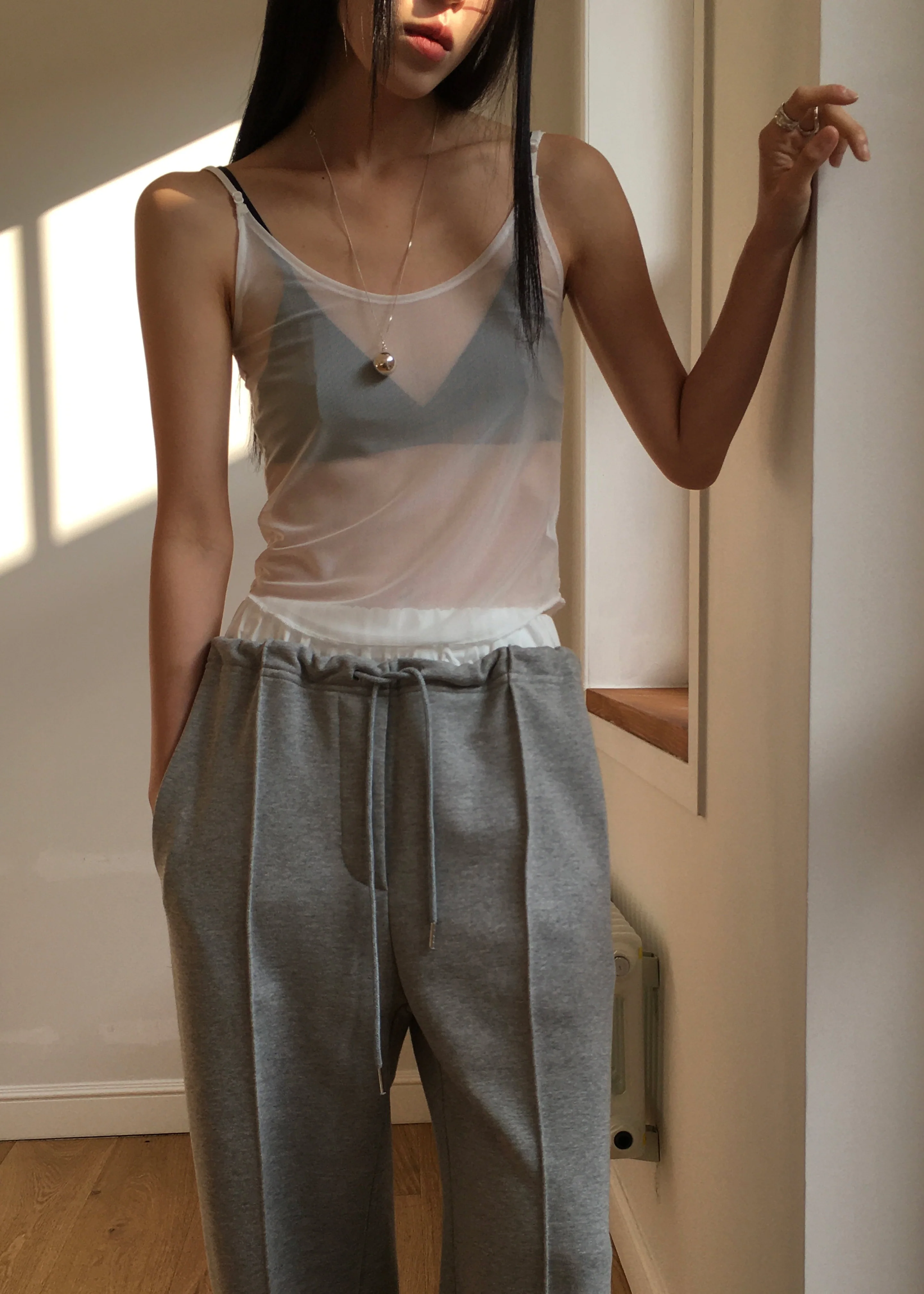 Kyla Sheer Tank Top - White - Image 5
