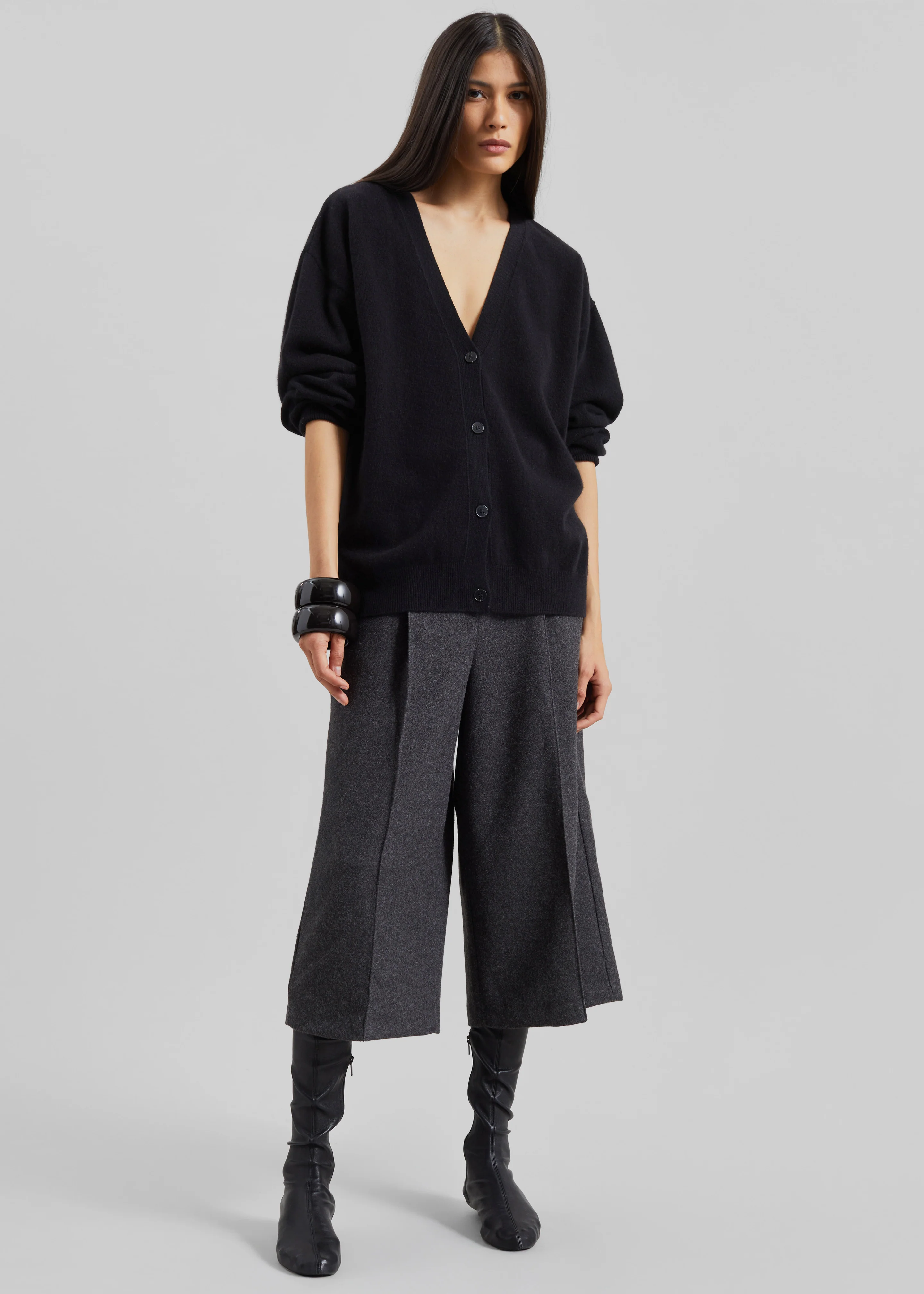 Lachen Double-Sided Wool Cardigan - Black - Image 2
