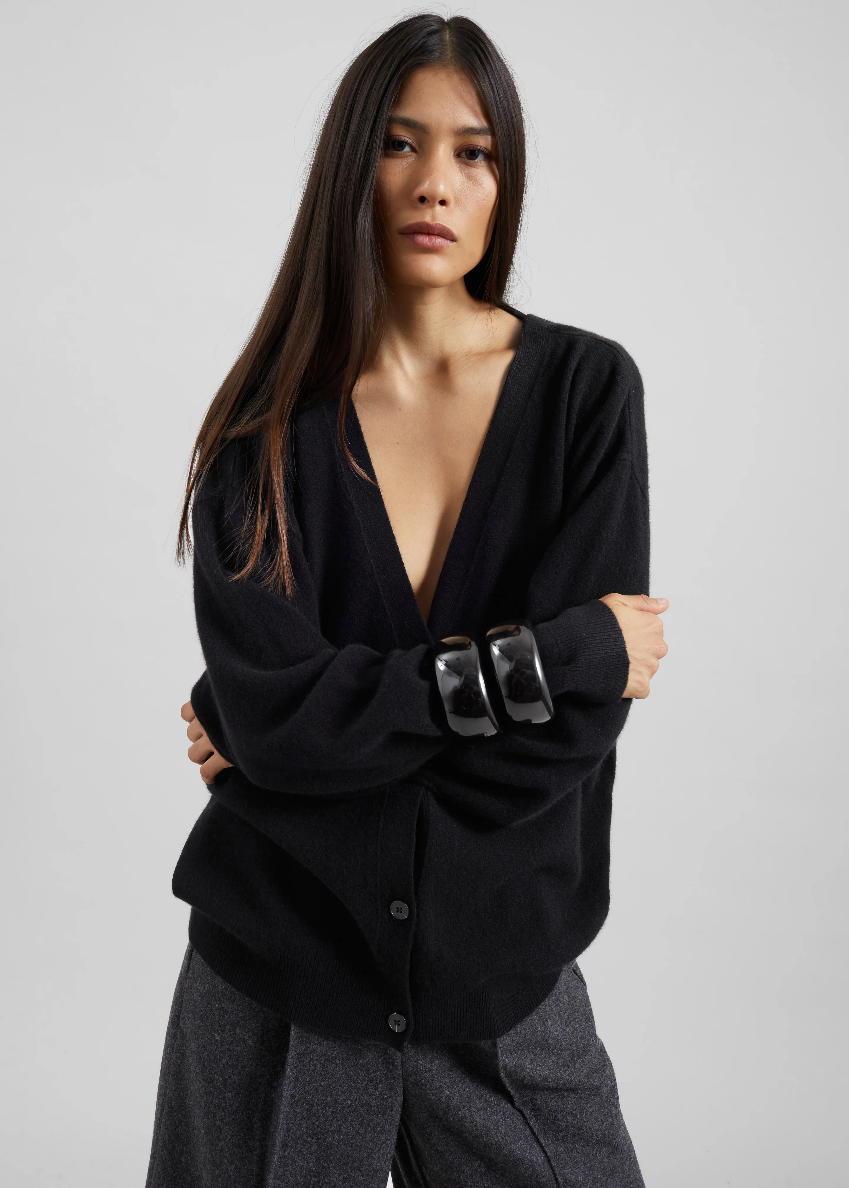 Lachen Double-Sided Wool Cardigan - Black - Image 5