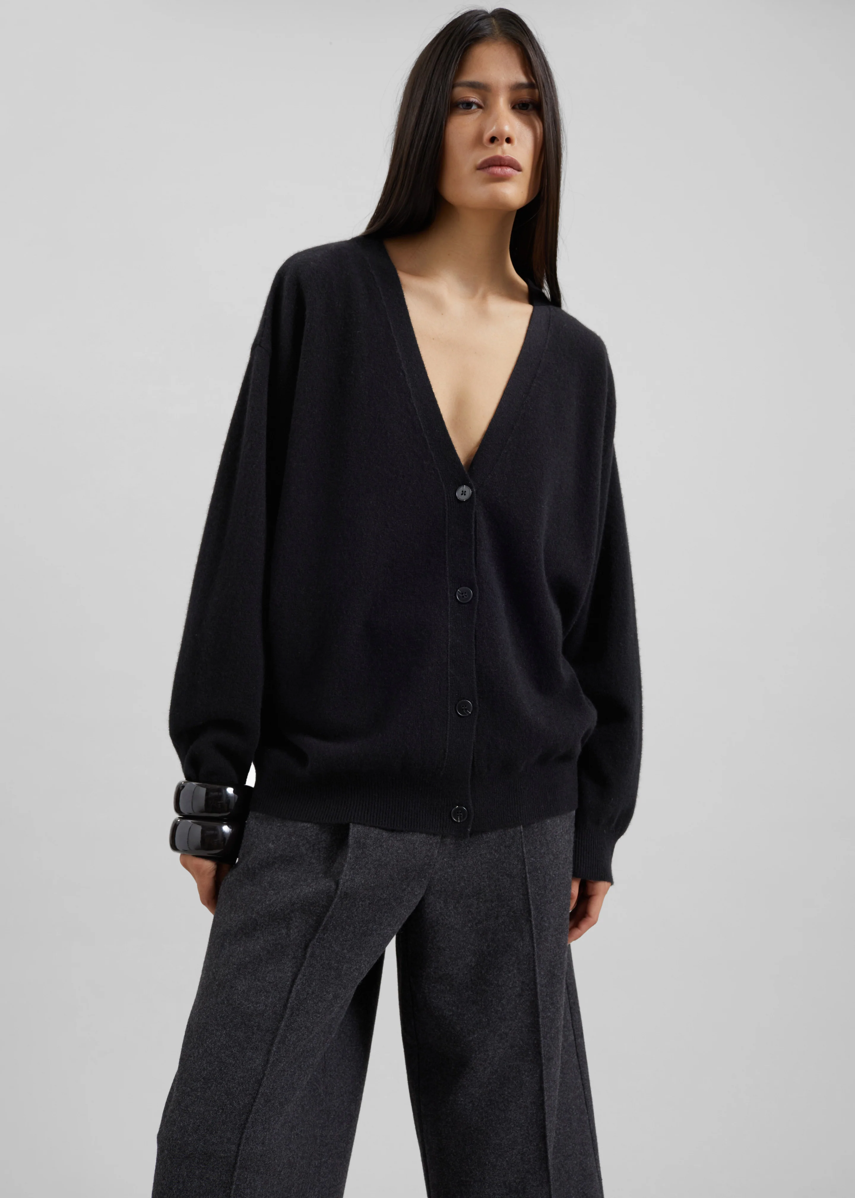 Lachen Double-Sided Wool Cardigan - Black - Image 7