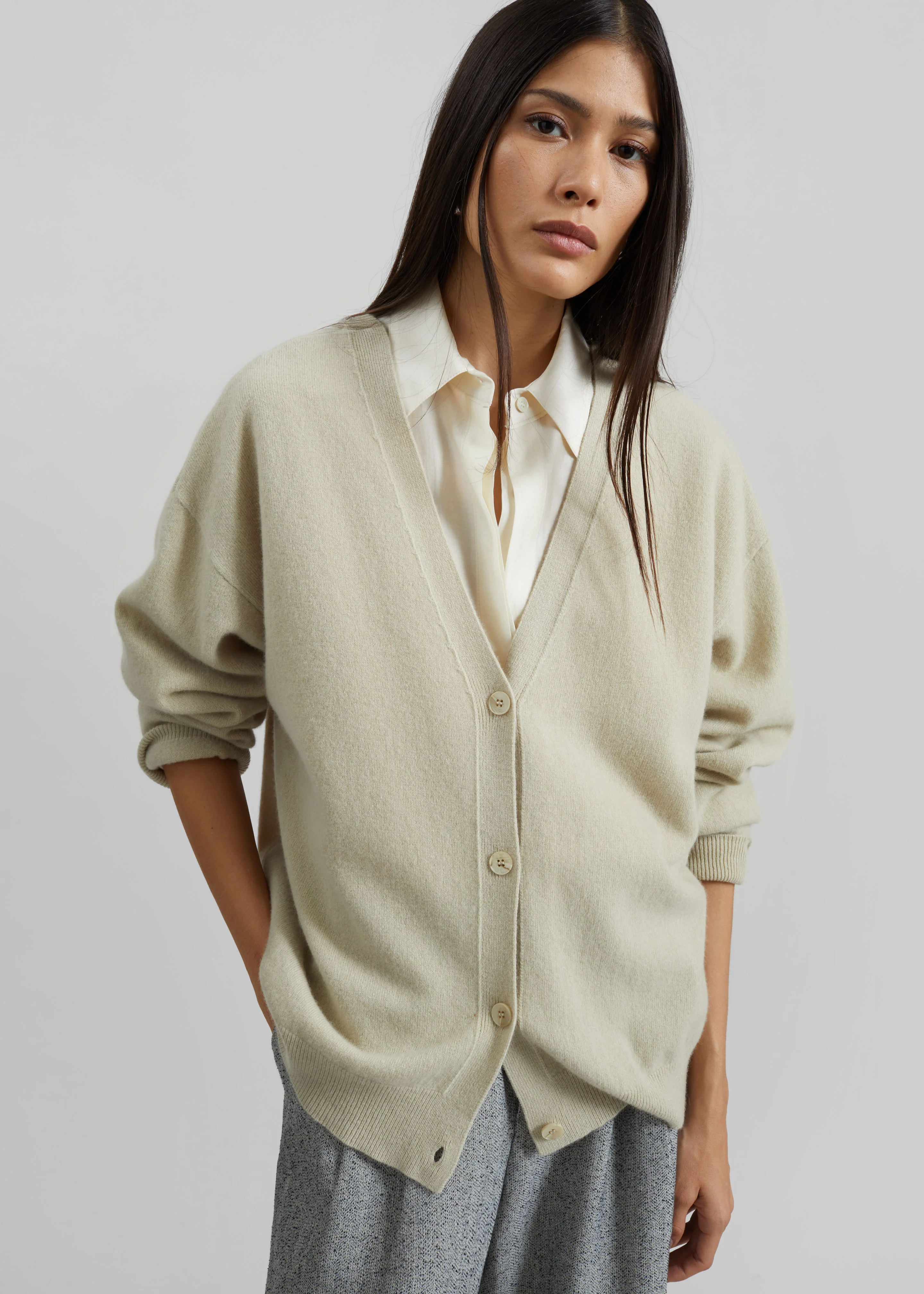 Lachen Double-Sided Wool Cardigan - Light Beige - Image 4