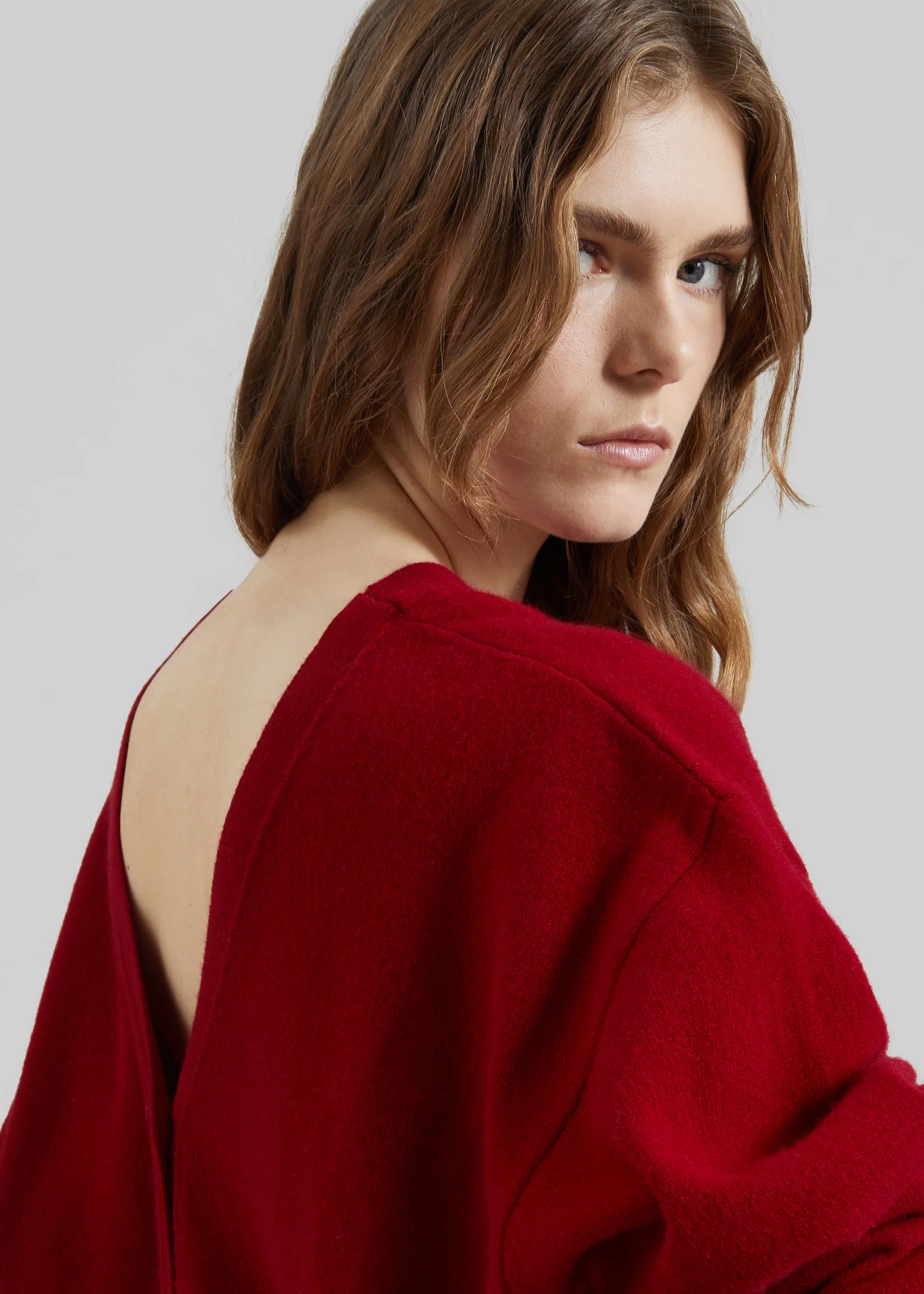Lachen Double-Sided Wool Cardigan - Red - Image 4