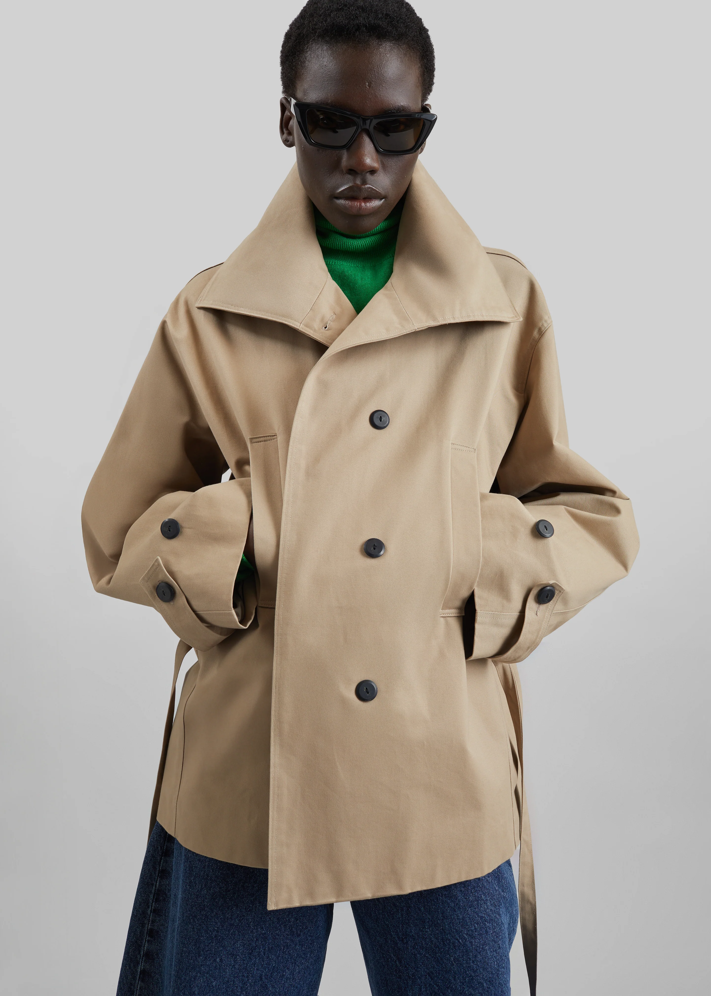 Lahti Belted Short Coat - Beige - Image 3