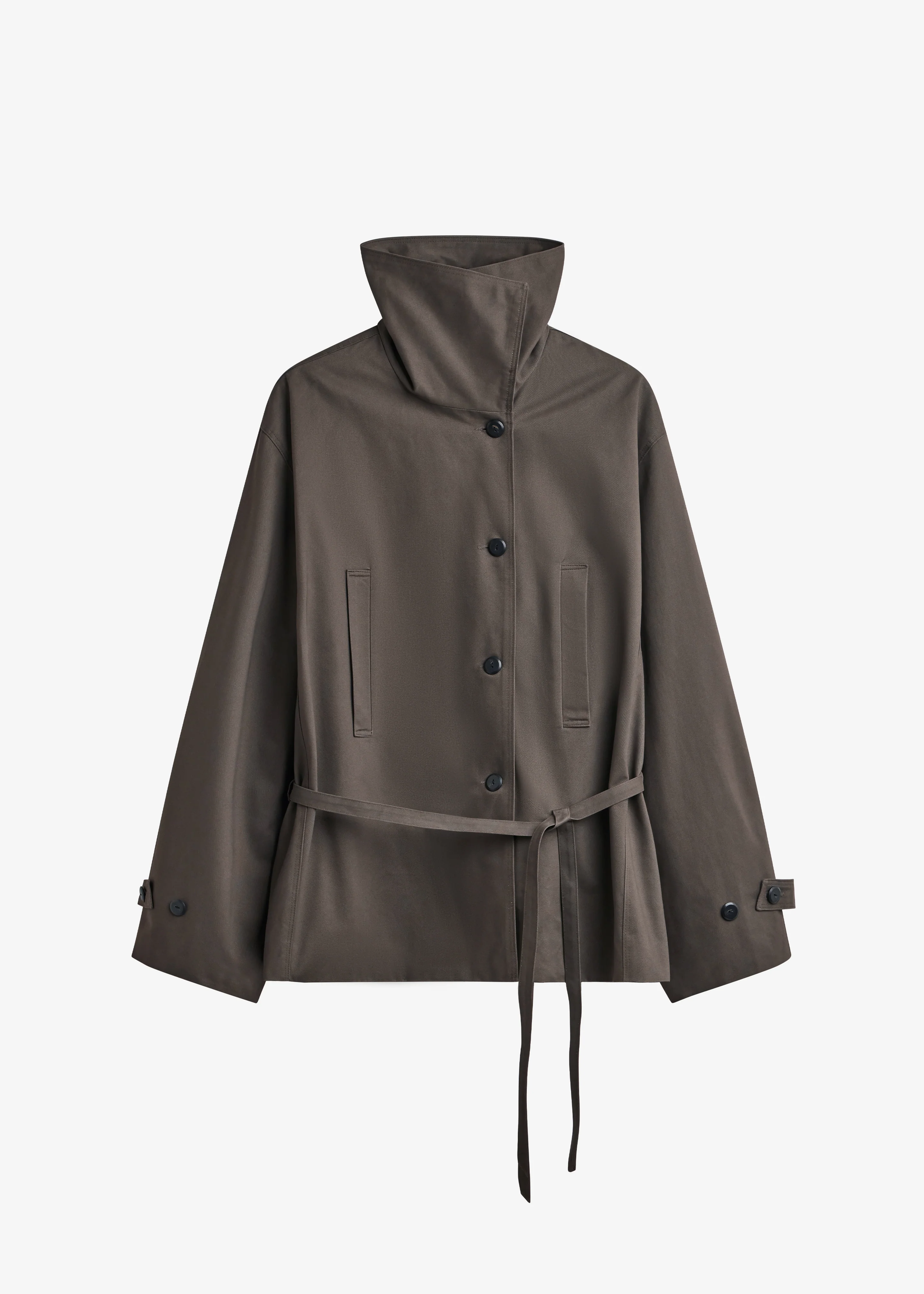 Lahti Belted Short Coat - Brown - Image 9