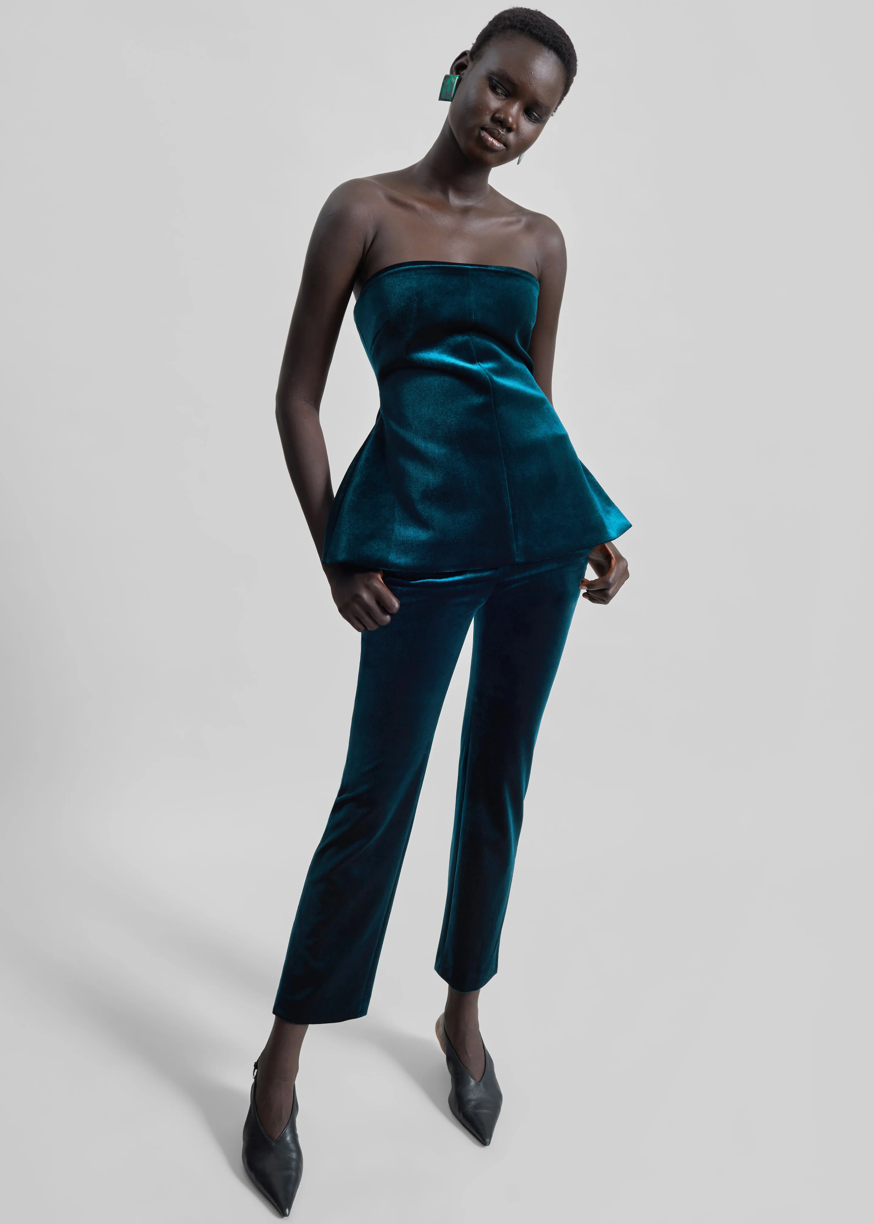 Laila Velvet Trousers - Deep Green - Image 4