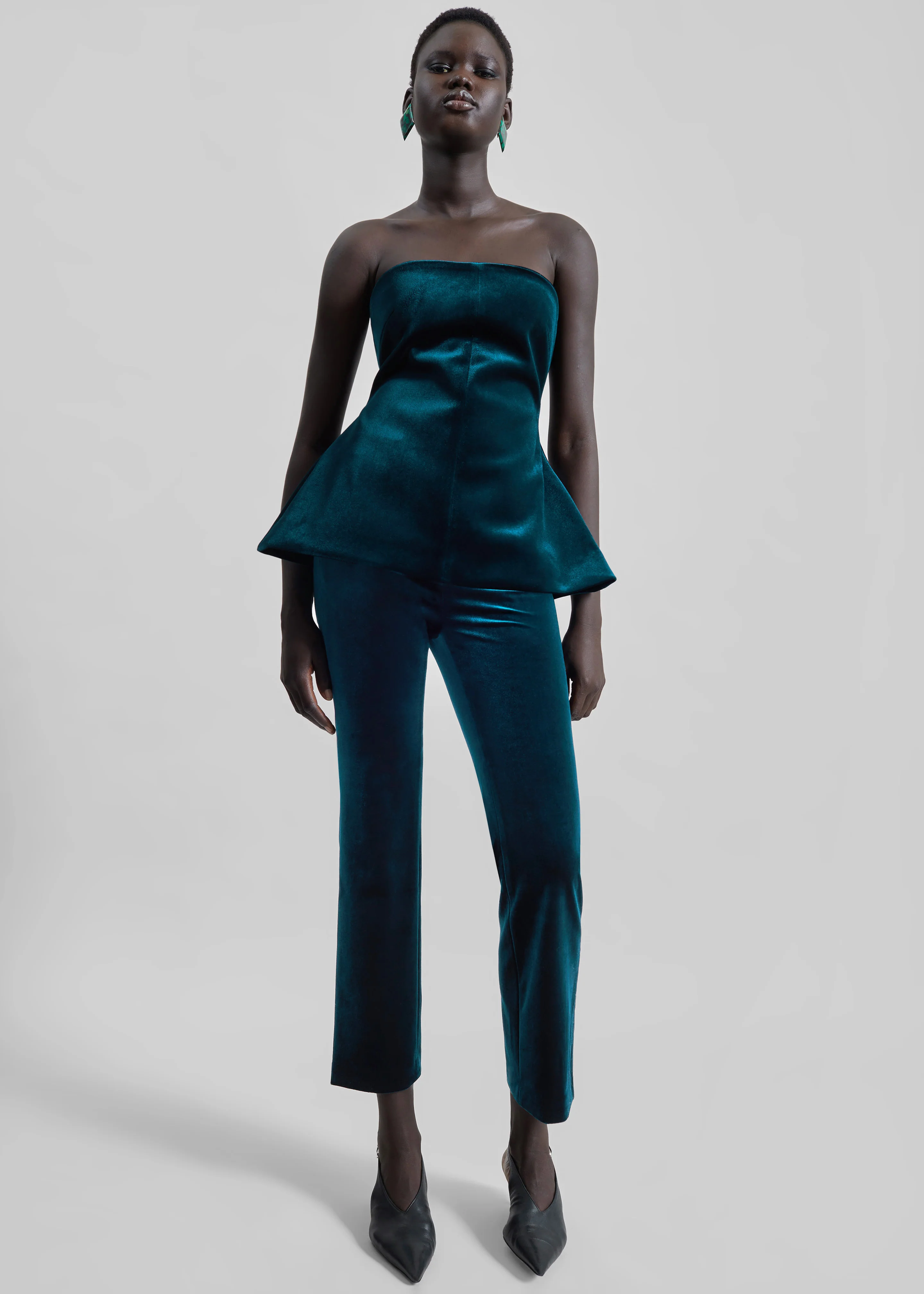 Laila Velvet Trousers - Deep Green - Image 6