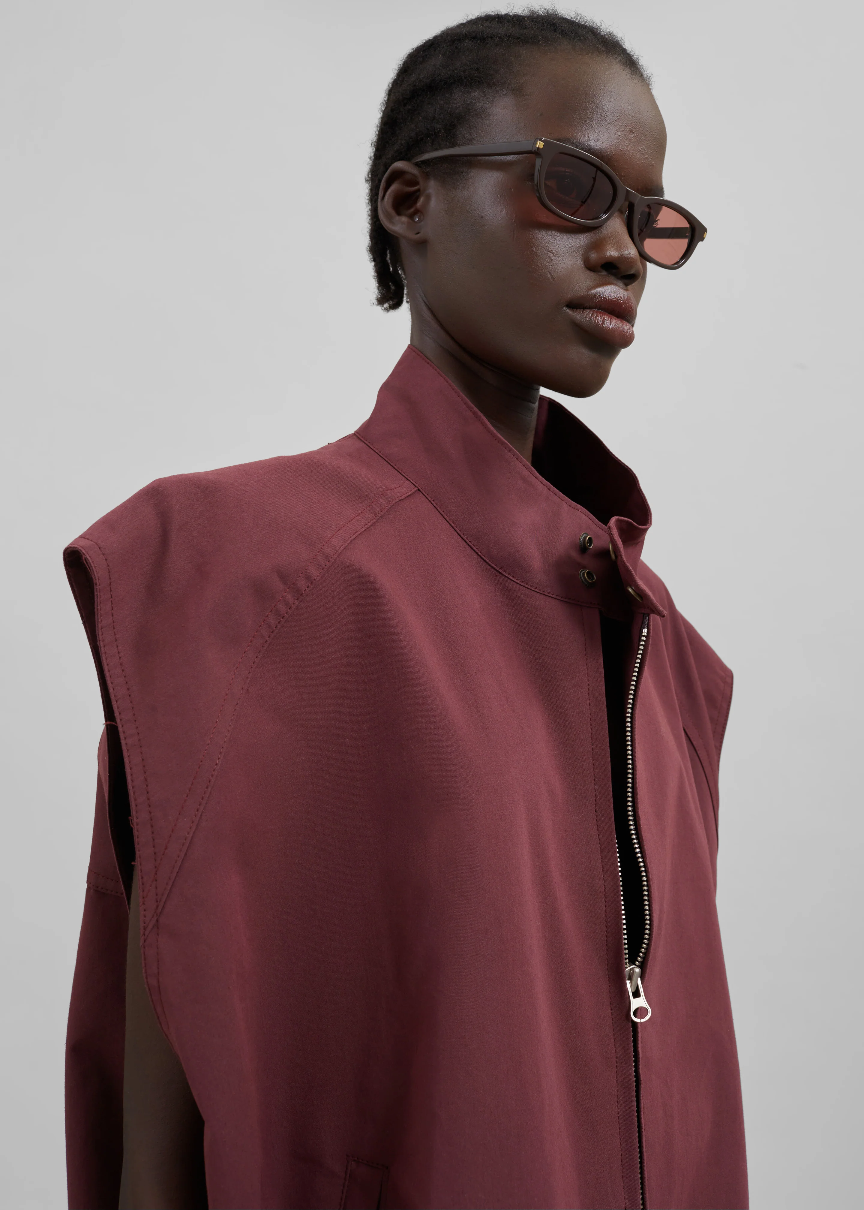 Lance Sleeveless Bomber Jacket - Burgundy - Image 2
