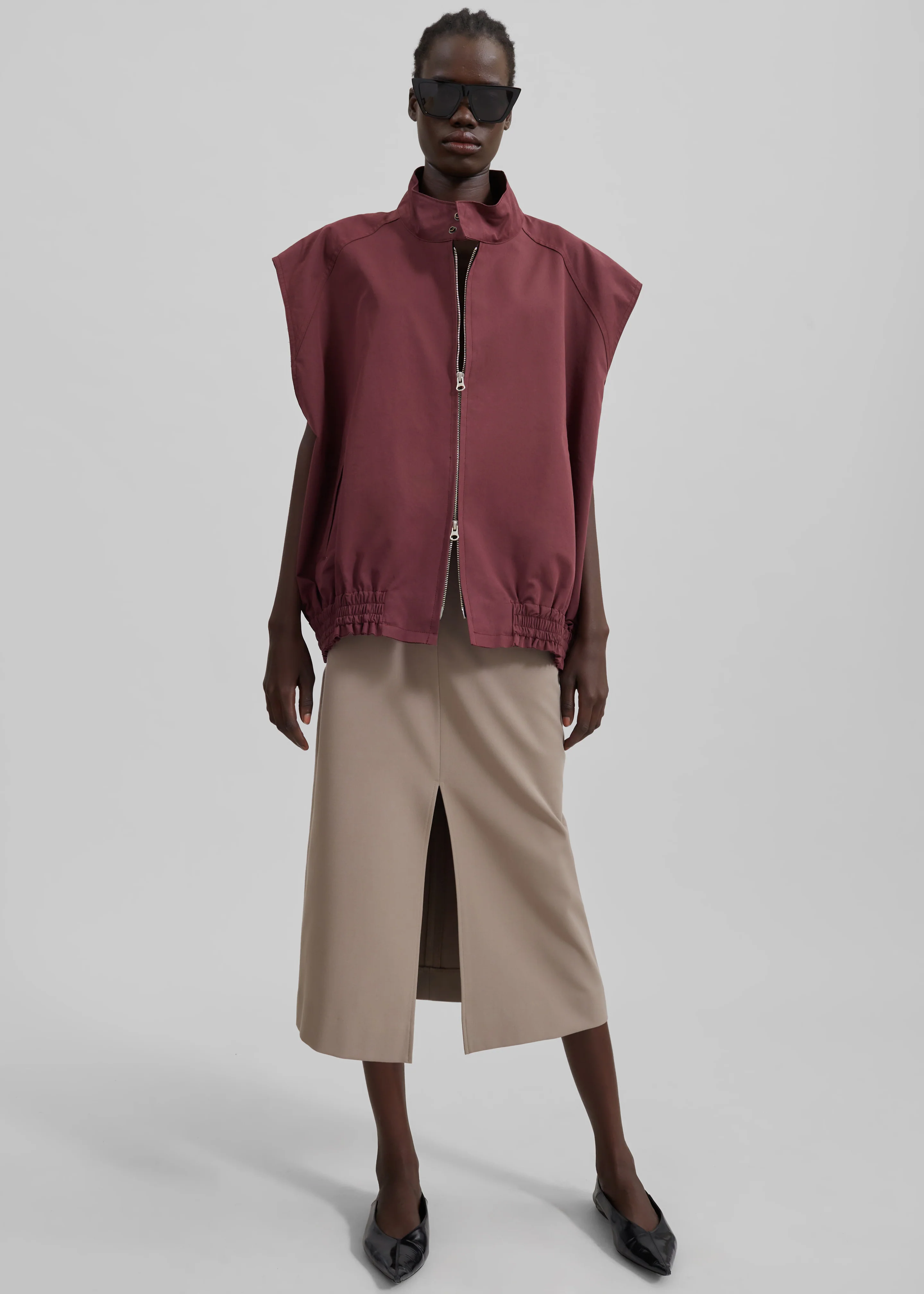 Lance Sleeveless Bomber Jacket - Burgundy - Image 3