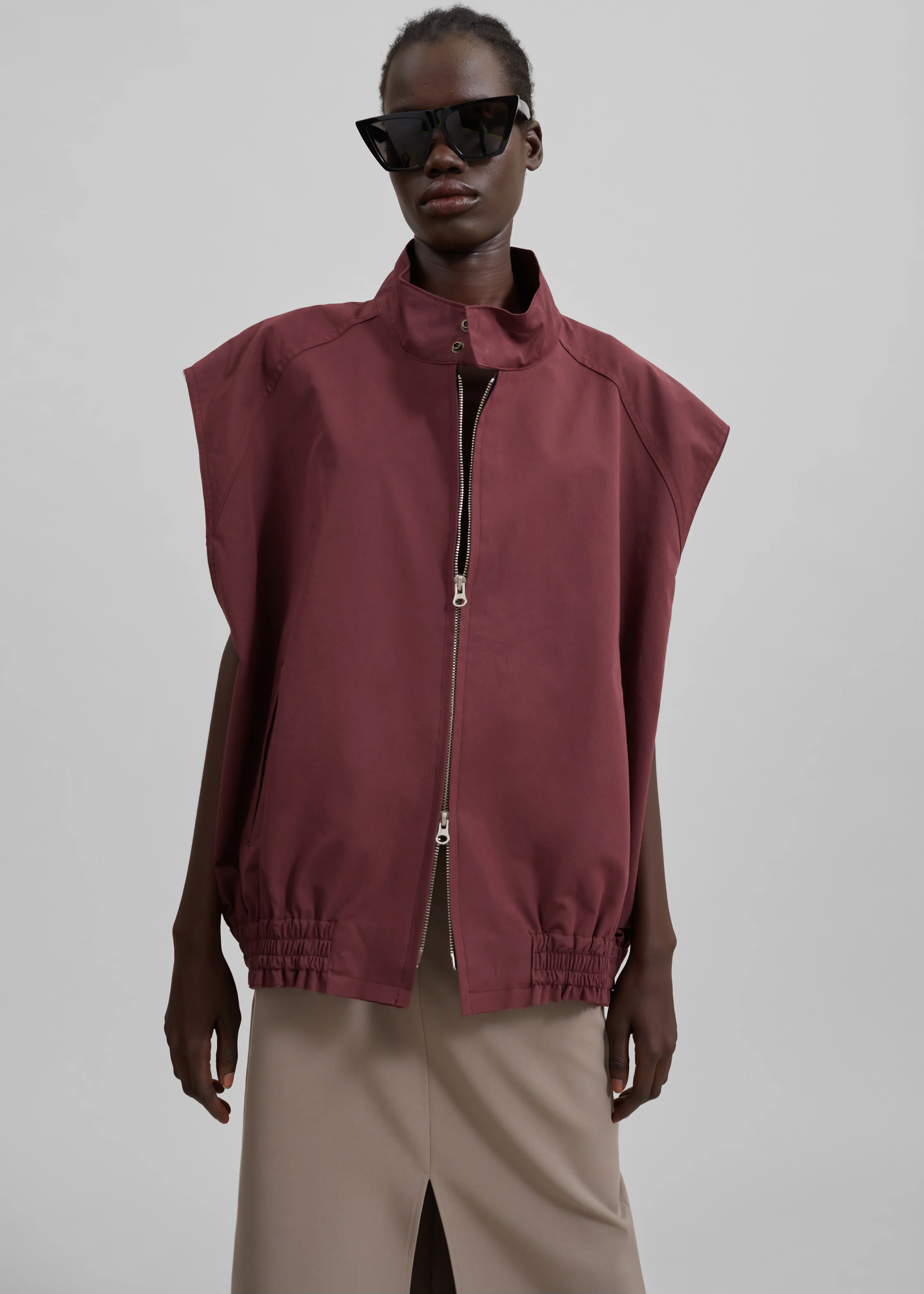 Lance Sleeveless Bomber Jacket - Burgundy - Image 4
