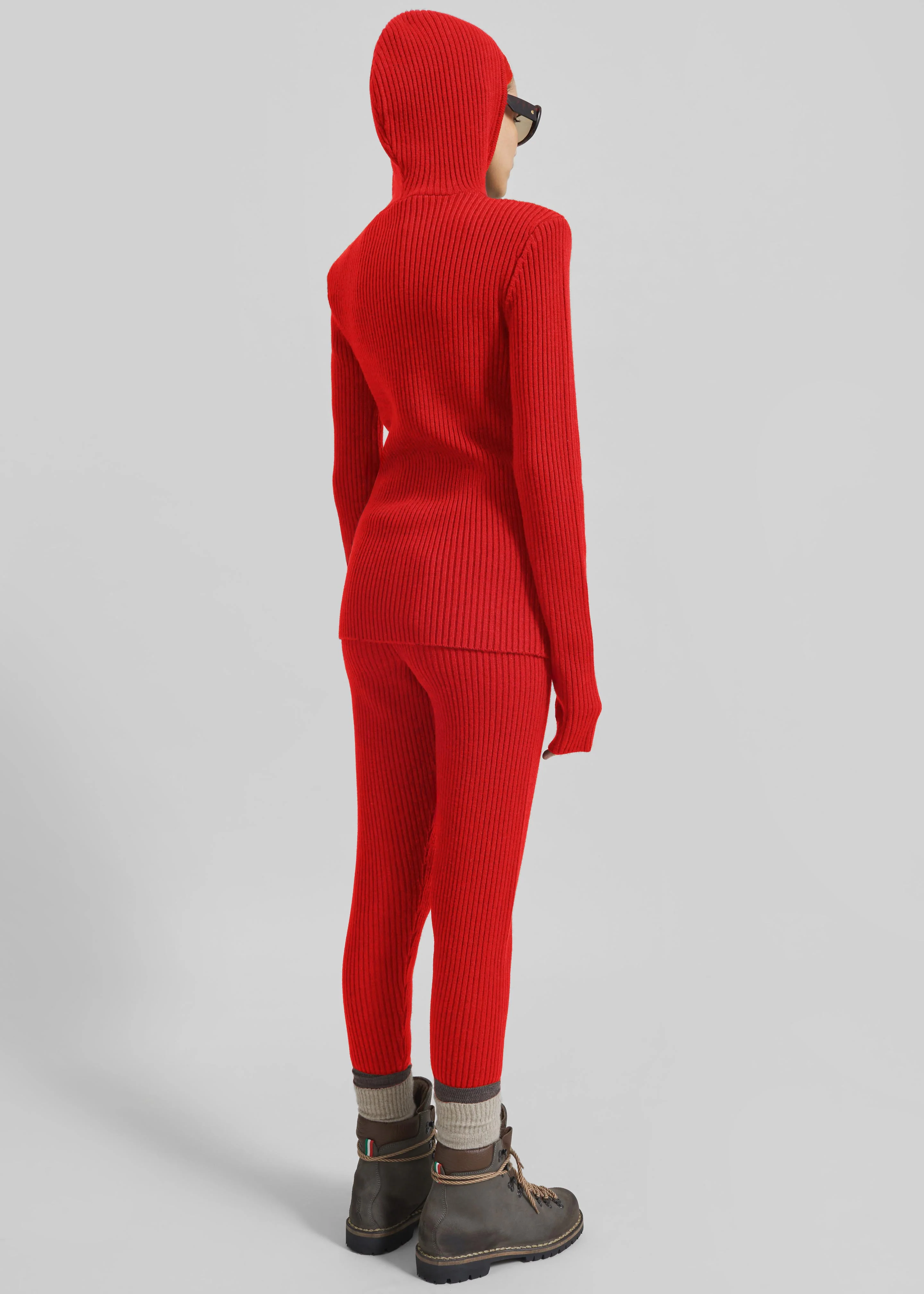 Larice Hooded Knit Top - Red - Image 7