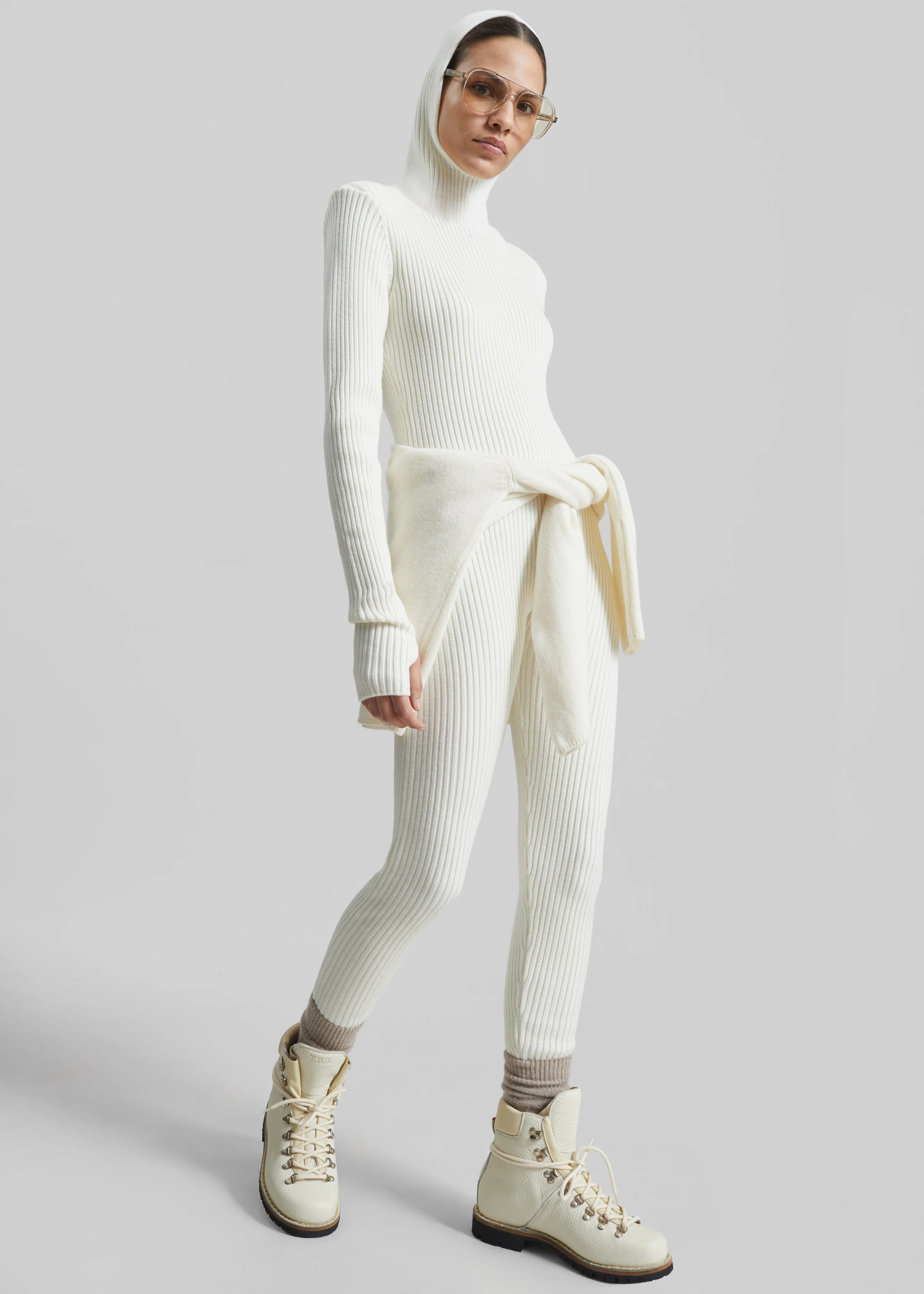 Larice Hooded Knit Top - White - Image 5