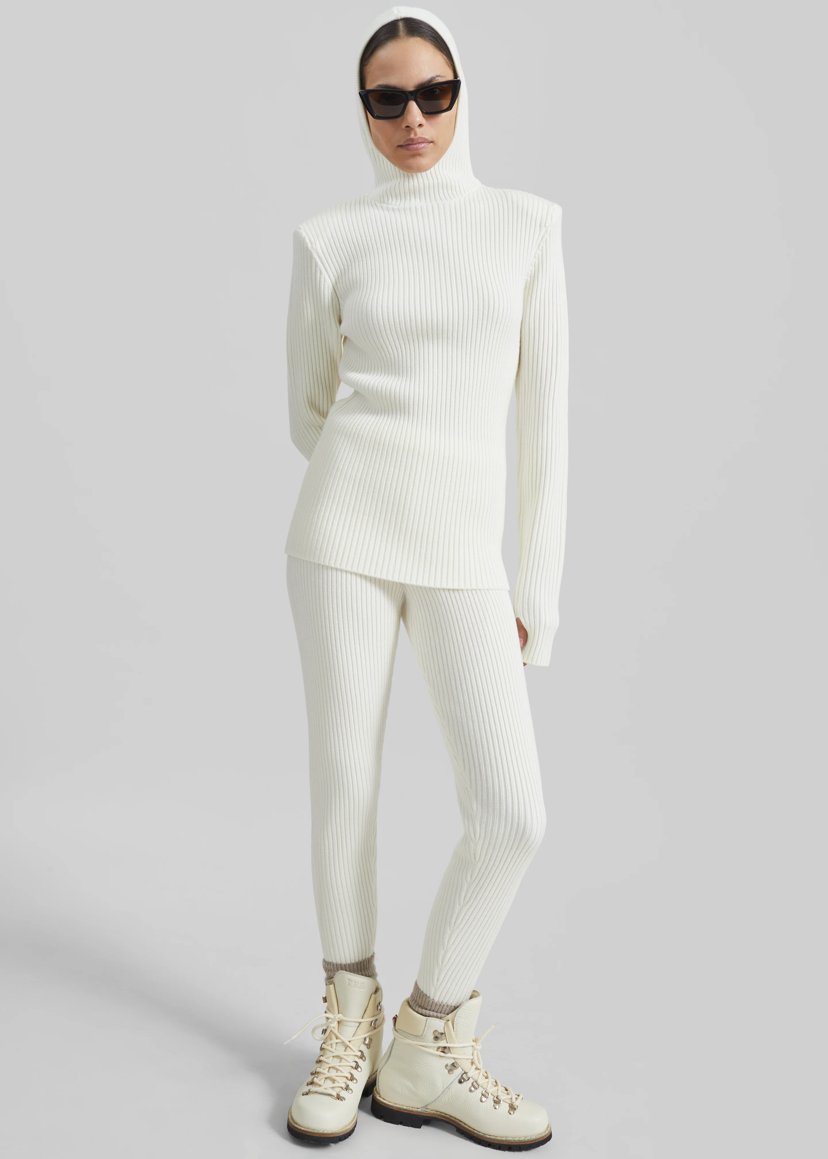 Larice Hooded Knit Top - White - Image 6