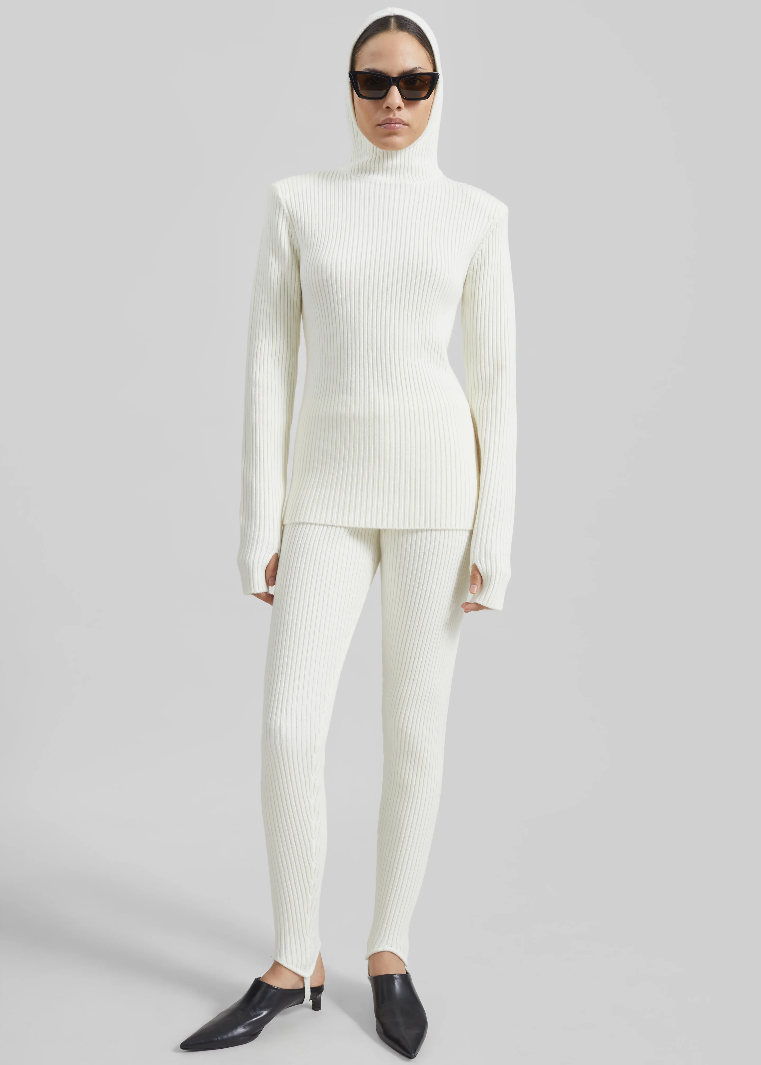 Larice Hooded Knit Top - White - Image 8
