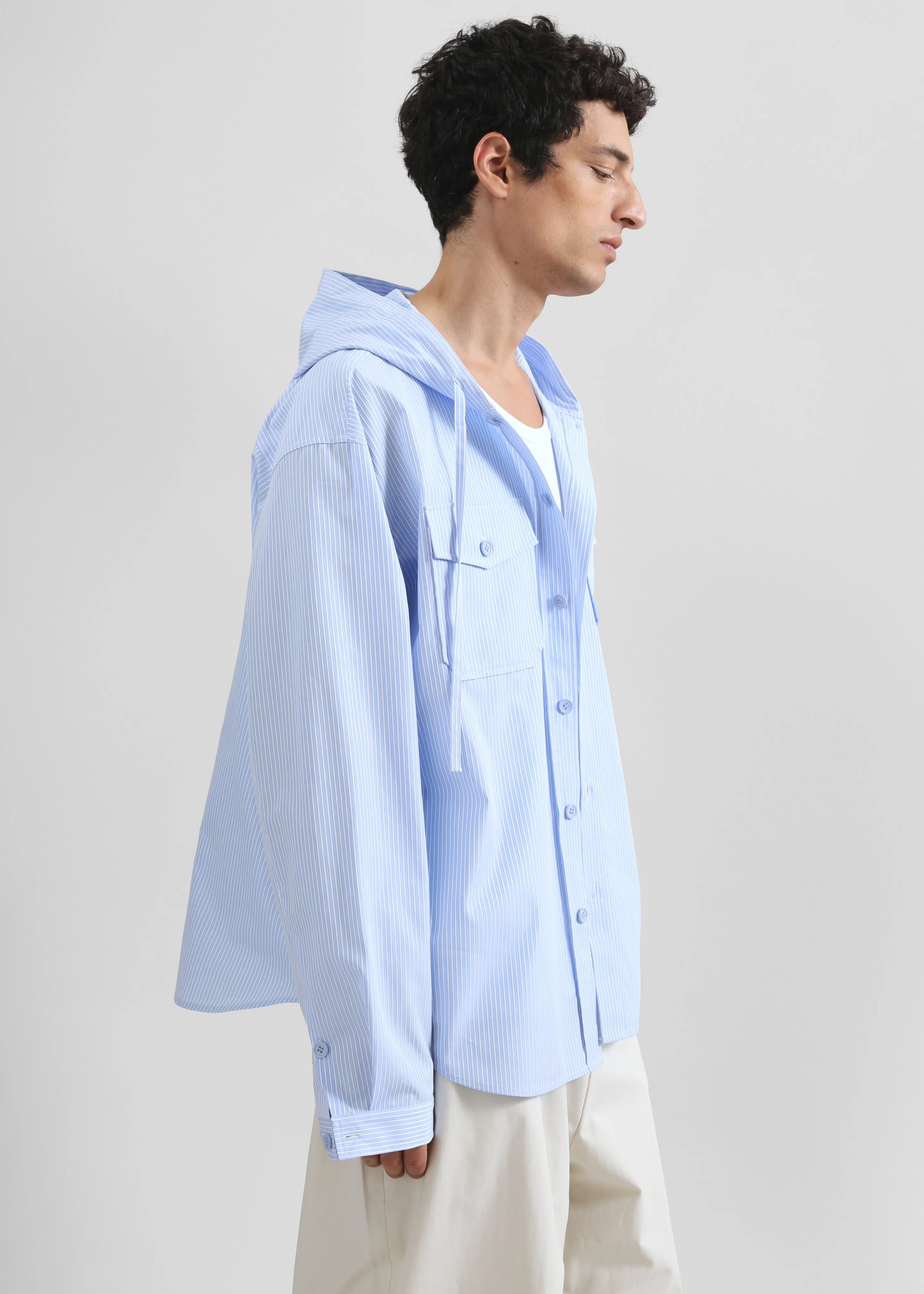 Lars Hooded Striped Jacket - Blue/White Stripe - Image 5