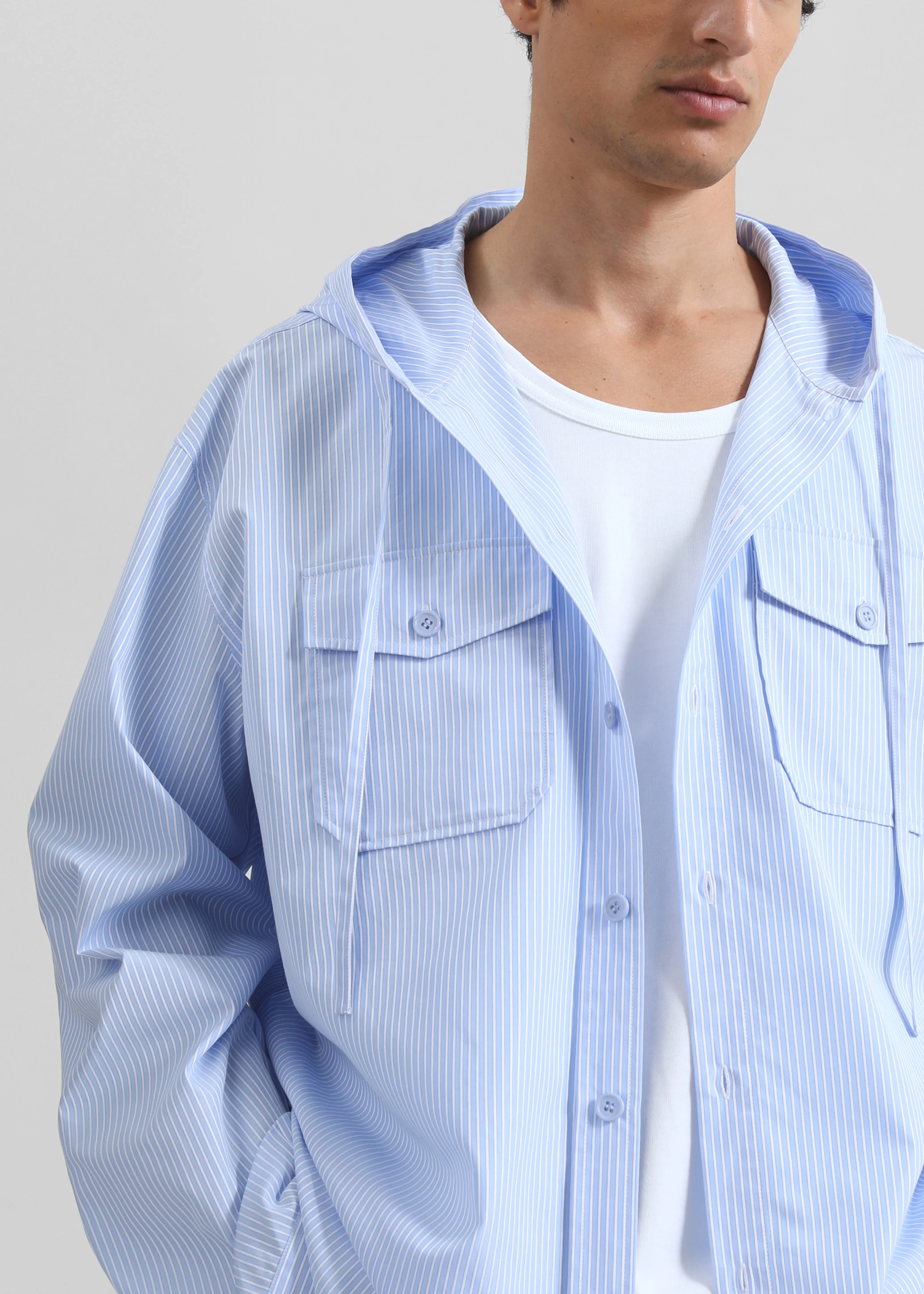 Lars Hooded Striped Jacket - Blue/White Stripe - Image 8