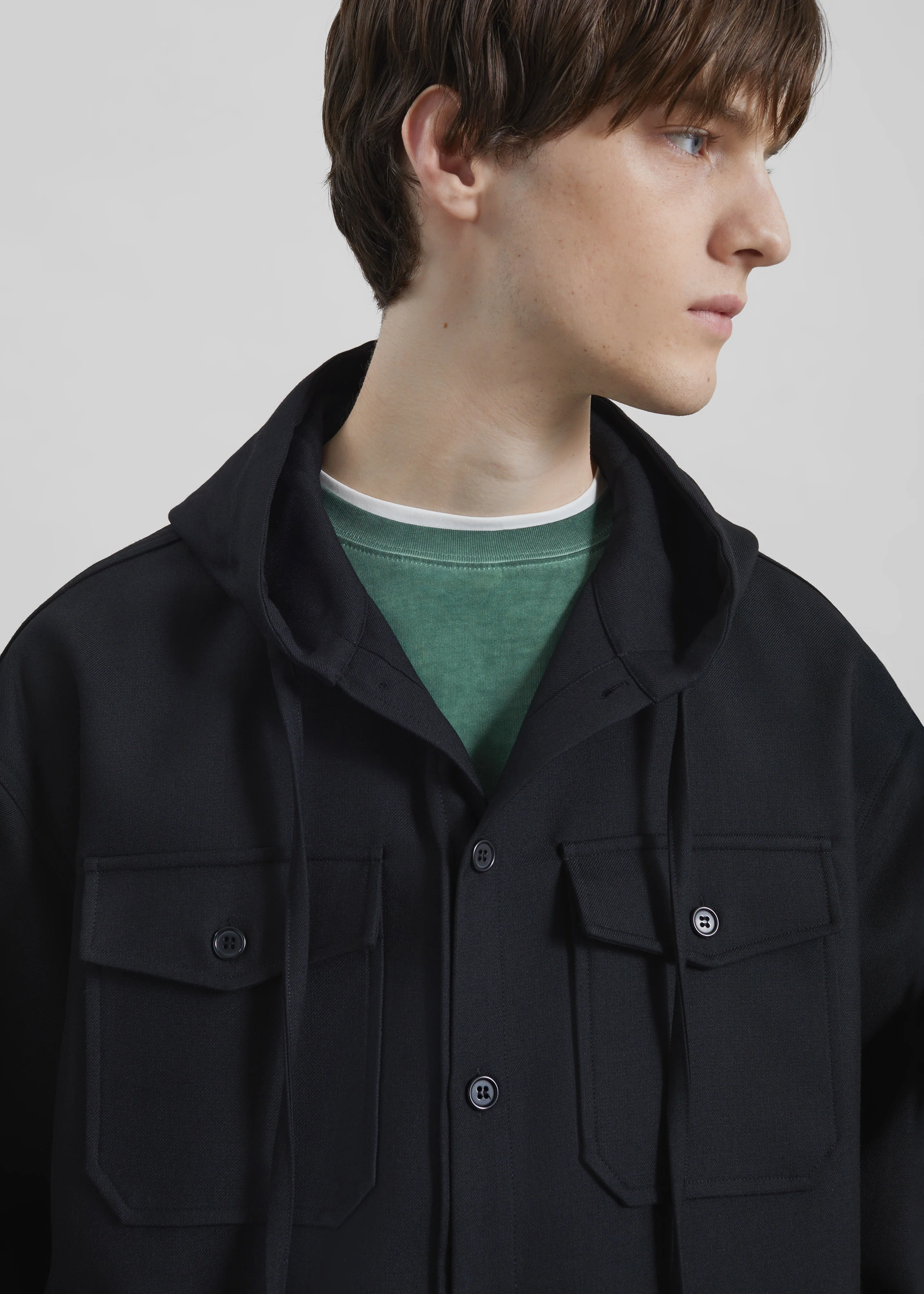 Lars Hooded Wool Blend Jacket - Black - Image 2
