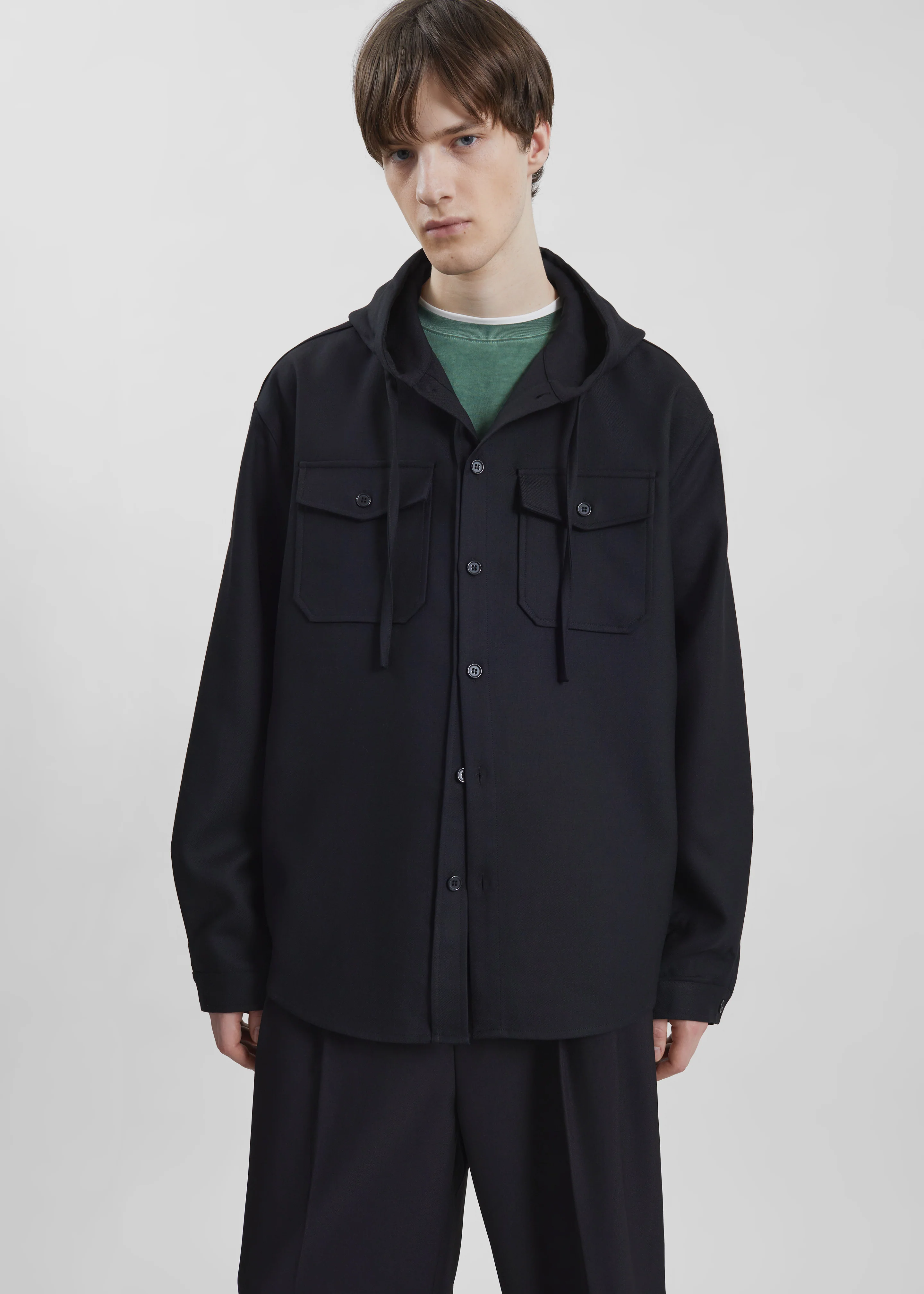 Lars Hooded Wool Blend Jacket - Black - Image 4
