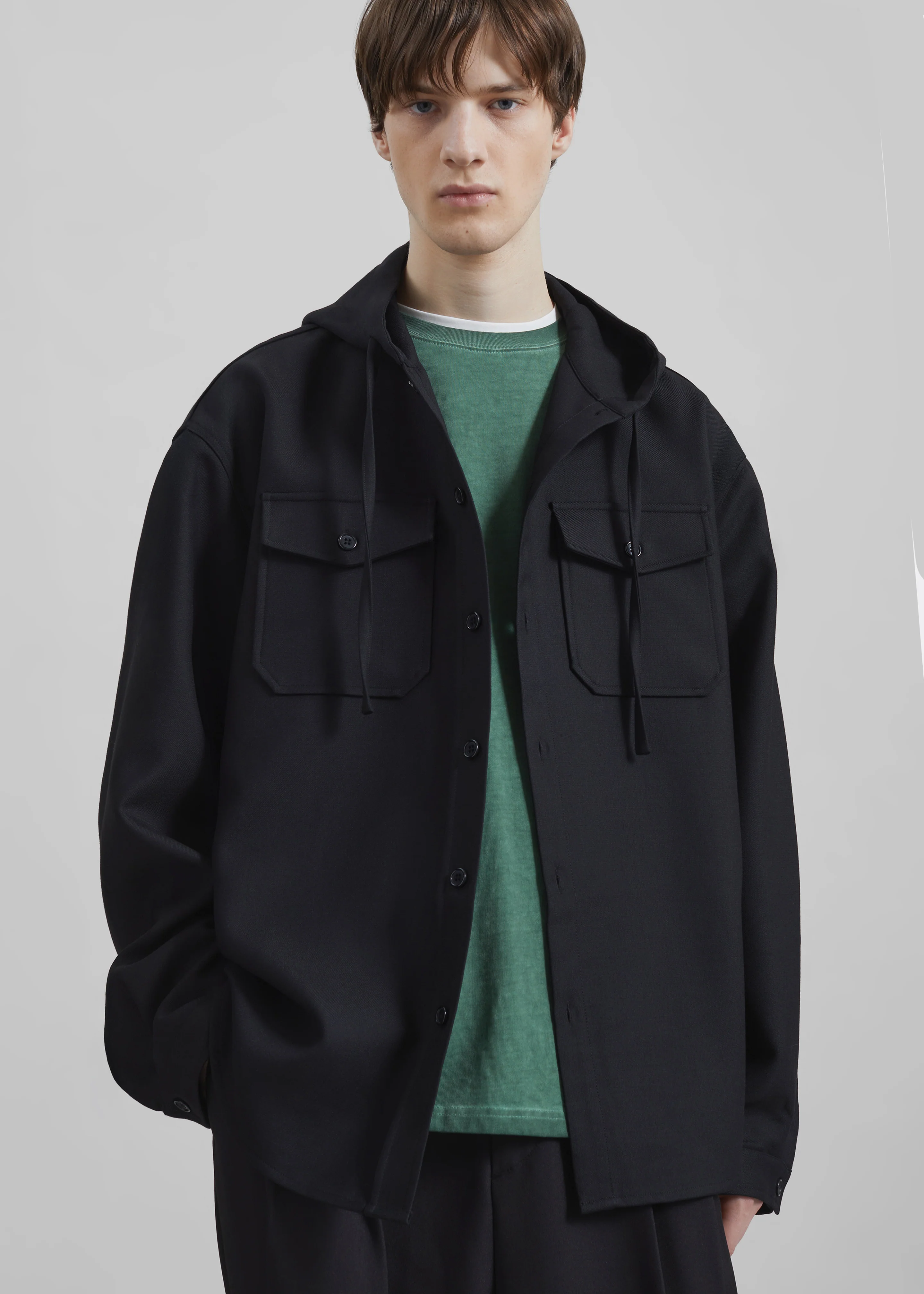 Lars Hooded Wool Blend Jacket - Black - Image 5