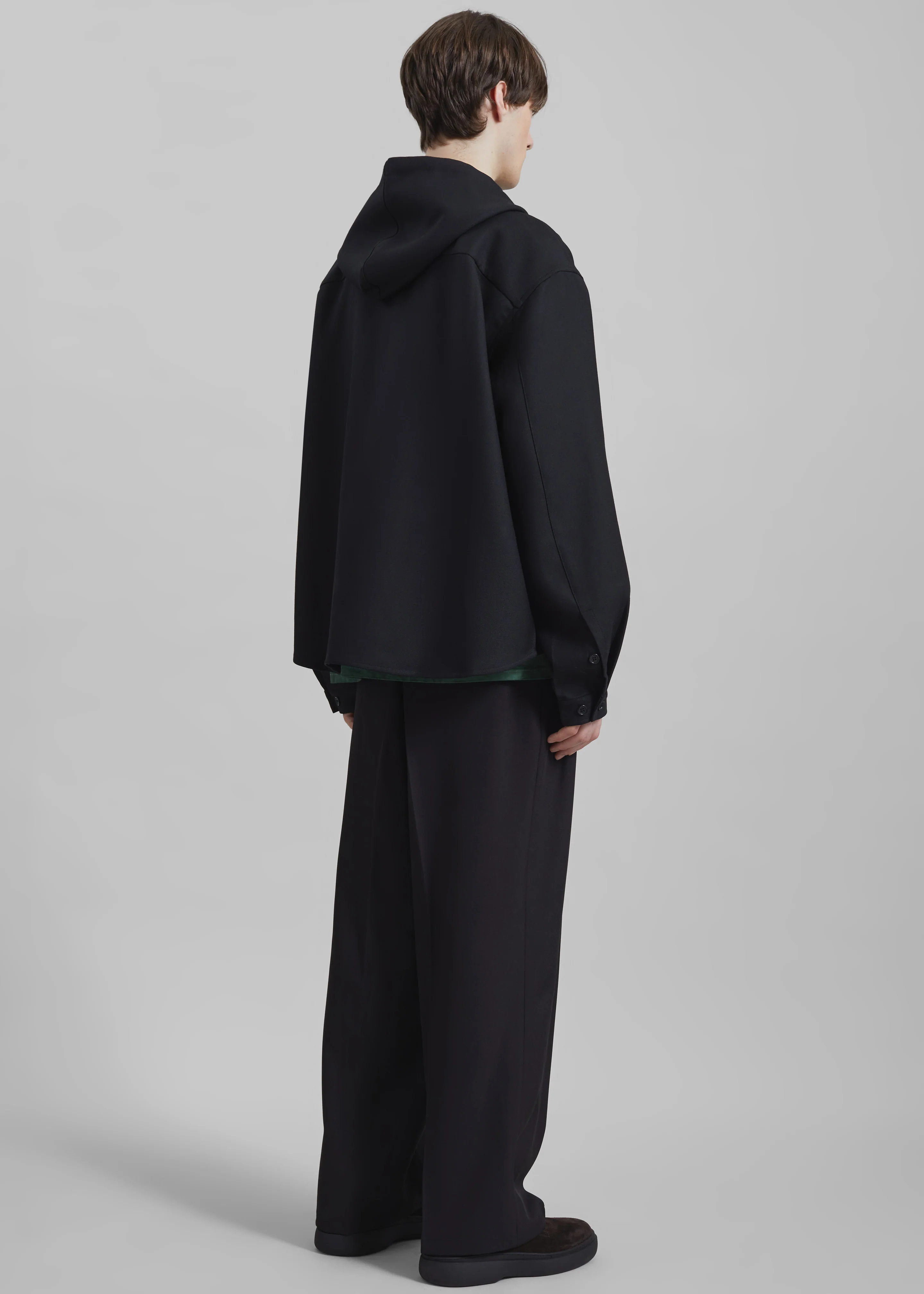 Lars Hooded Wool Blend Jacket - Black - Image 6