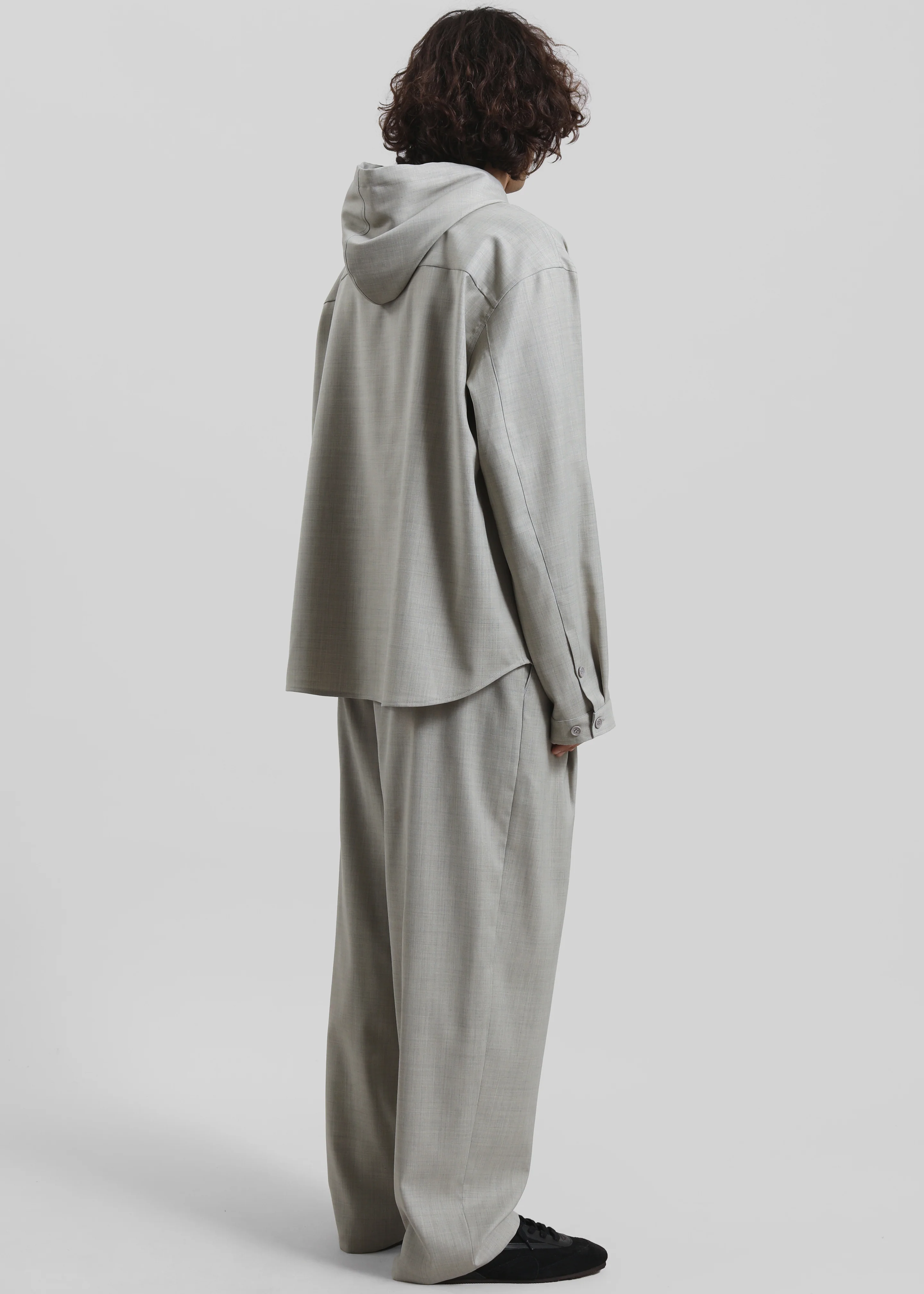 Lars Textured Hooded Jacket - Greige Melange - Image 7