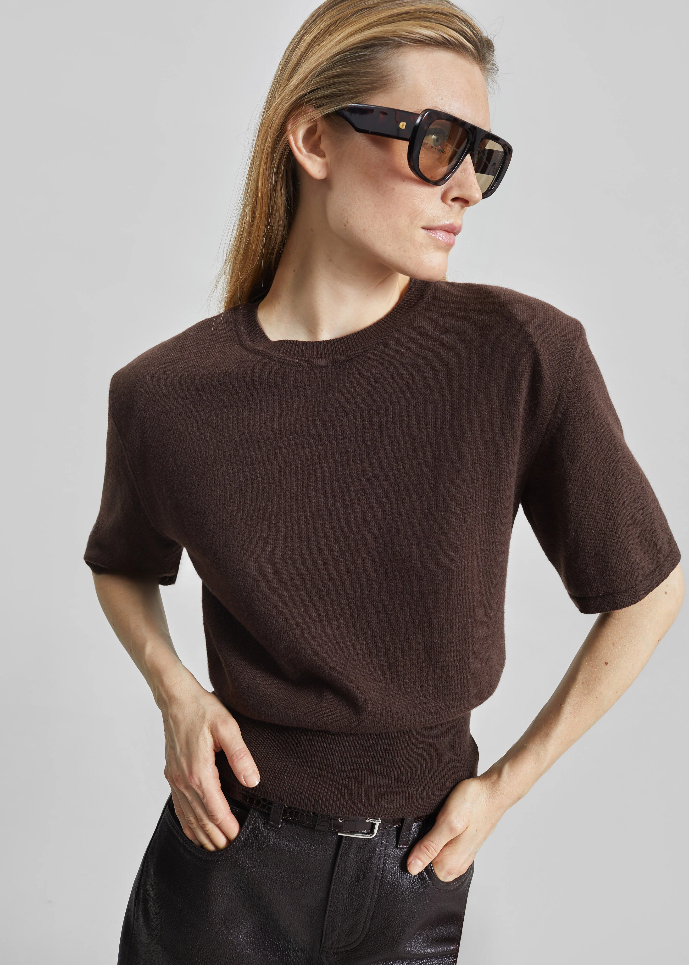 Lausanne Cashmere Detachable Layered Knit Set - Brown - Image 2