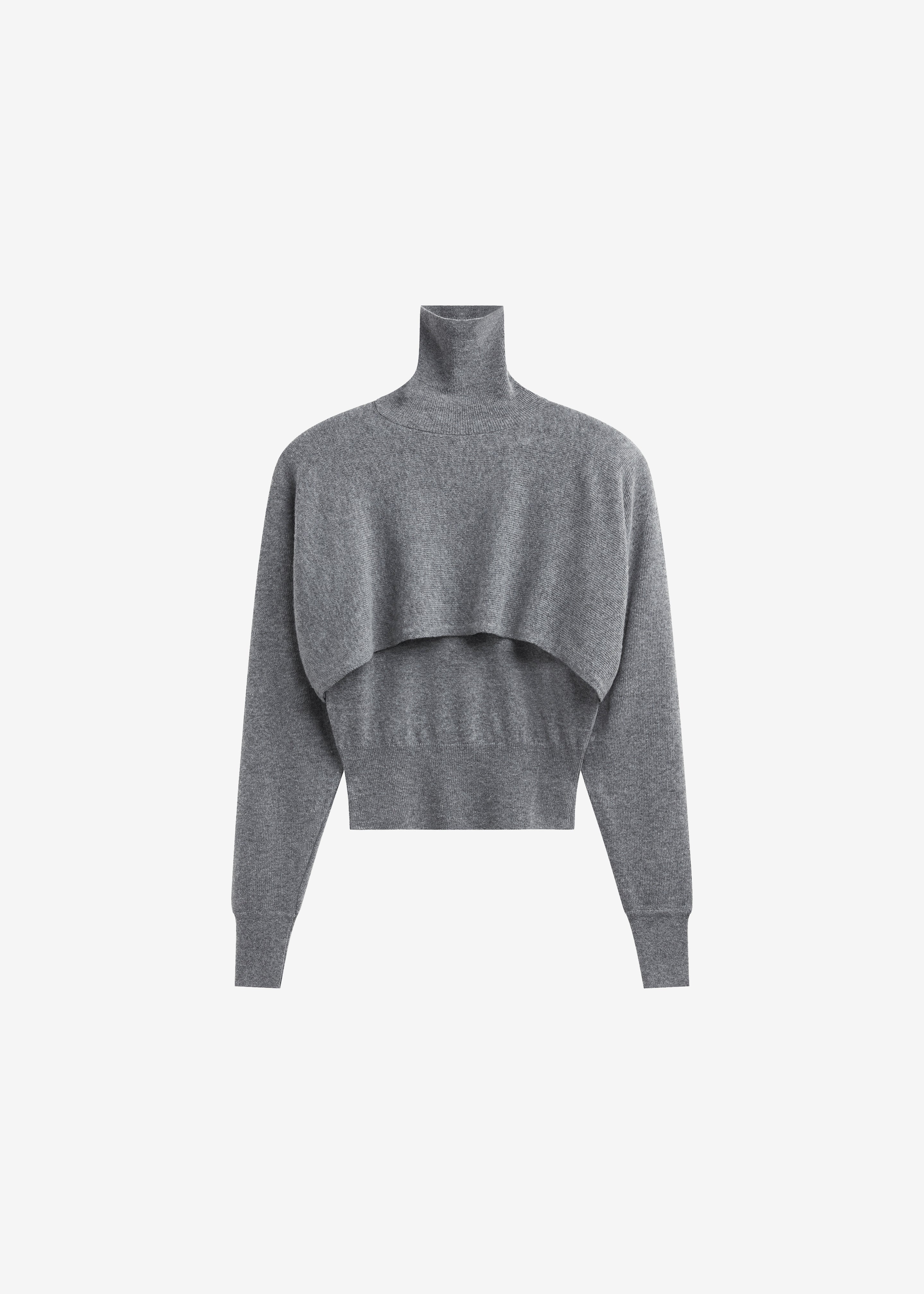 Lausanne Cashmere Detachable Layered Knit Set - Grey - Image 10