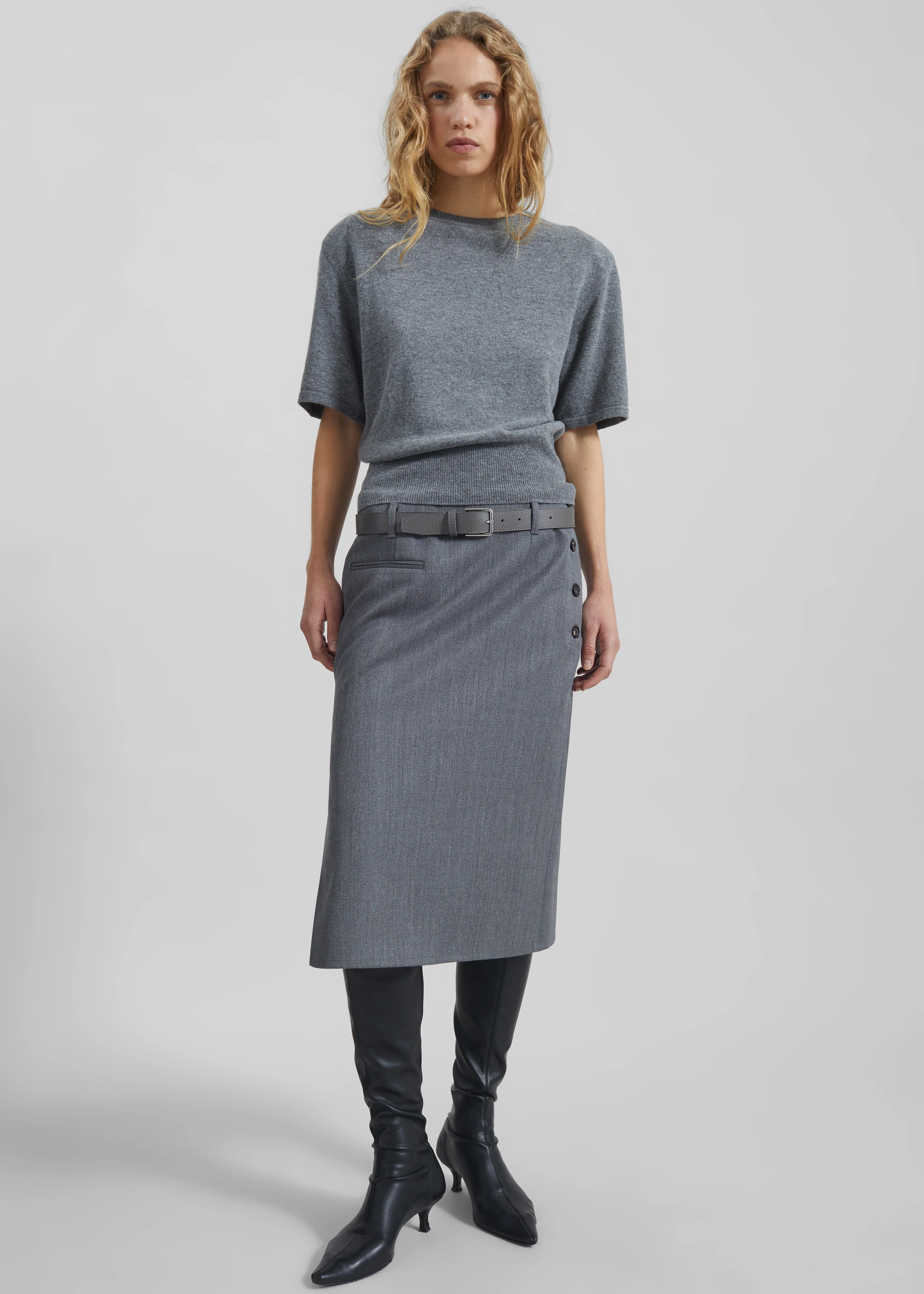 Lausanne Cashmere Detachable Layered Knit Set - Grey - Image 8