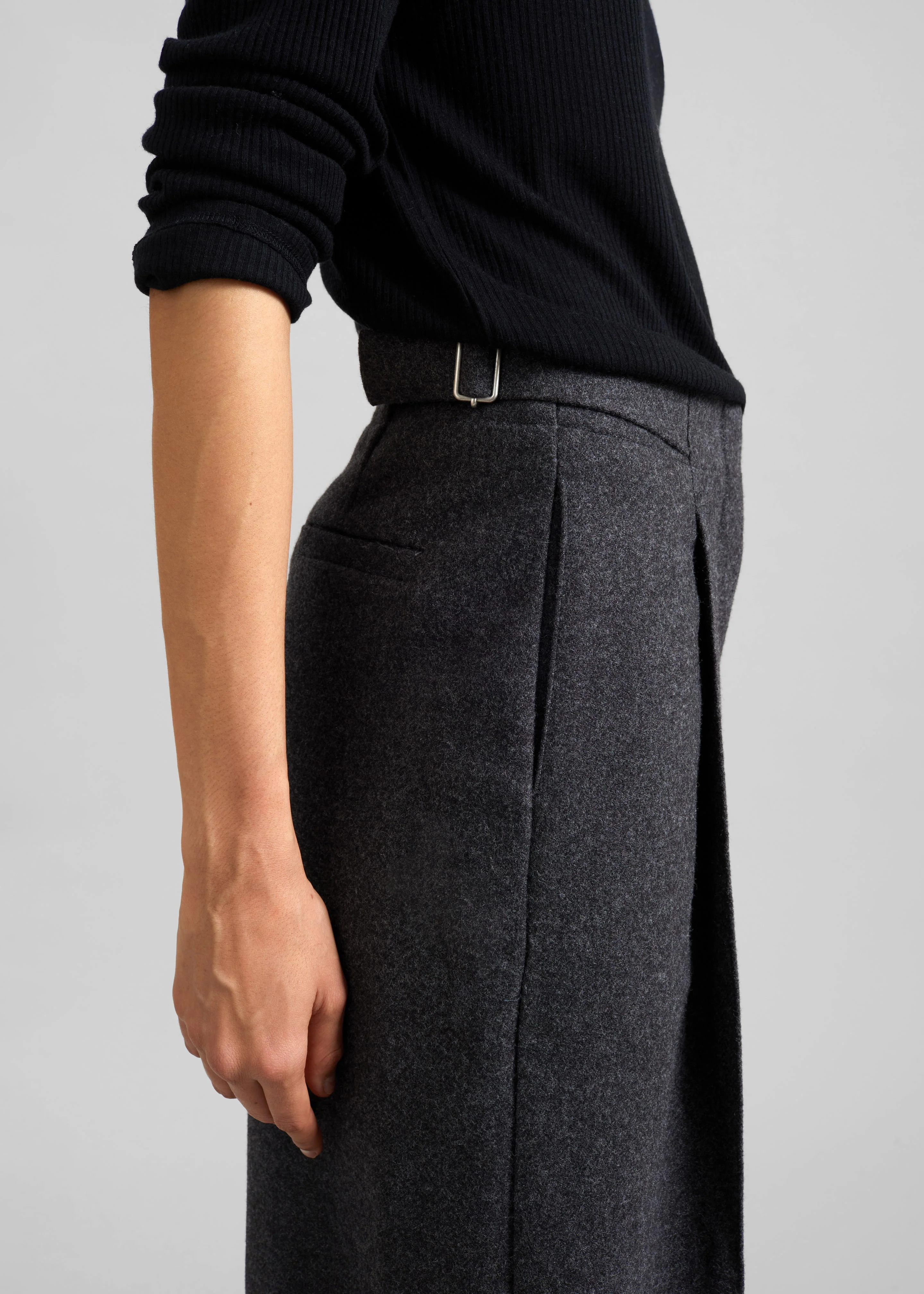 Leher Tailored Wool Culottes - Charcoal - Image 5