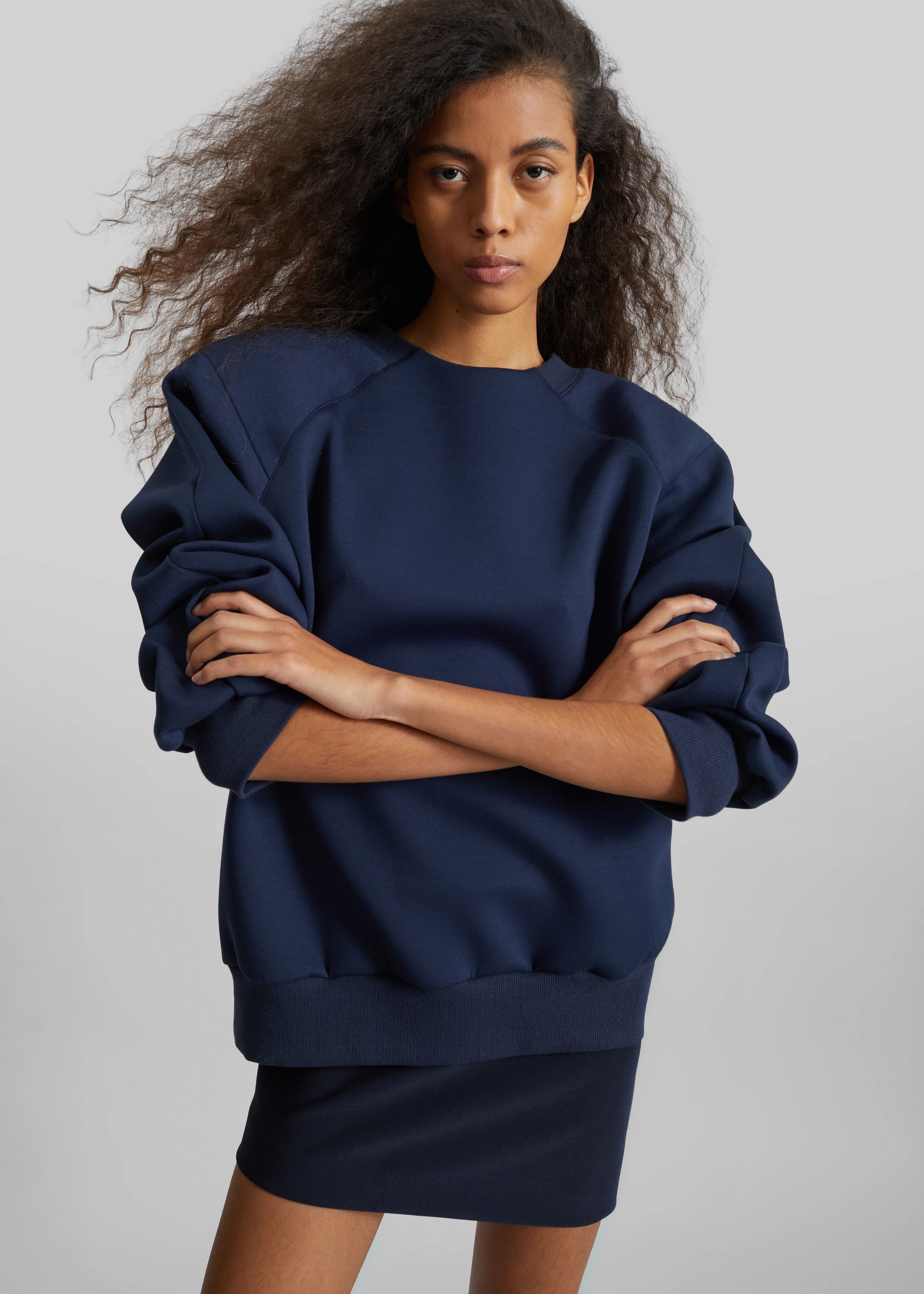 Leian Neoprene Padded Sweatshirt - Navy - Image 2