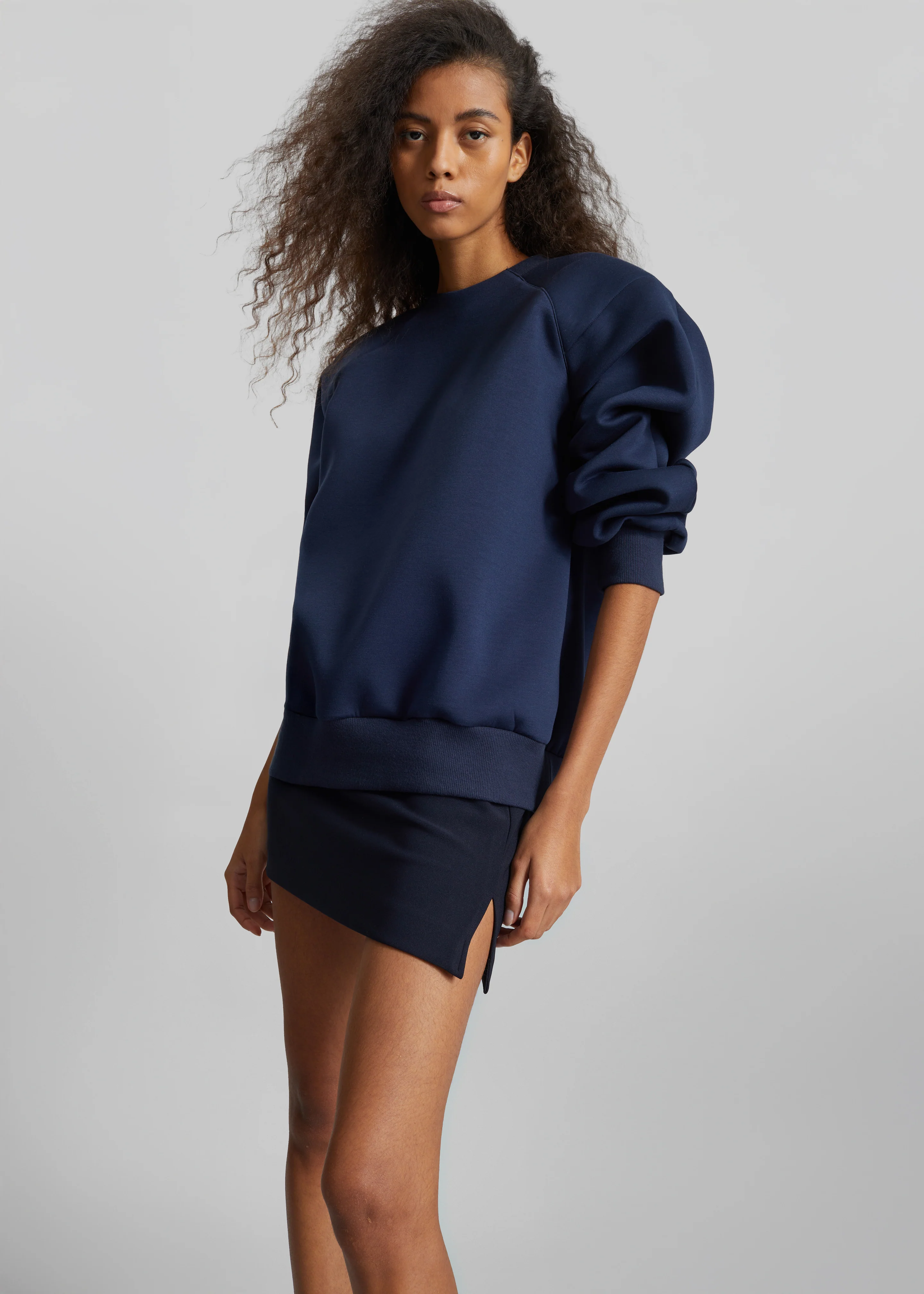 Leian Neoprene Padded Sweatshirt - Navy - Image 6