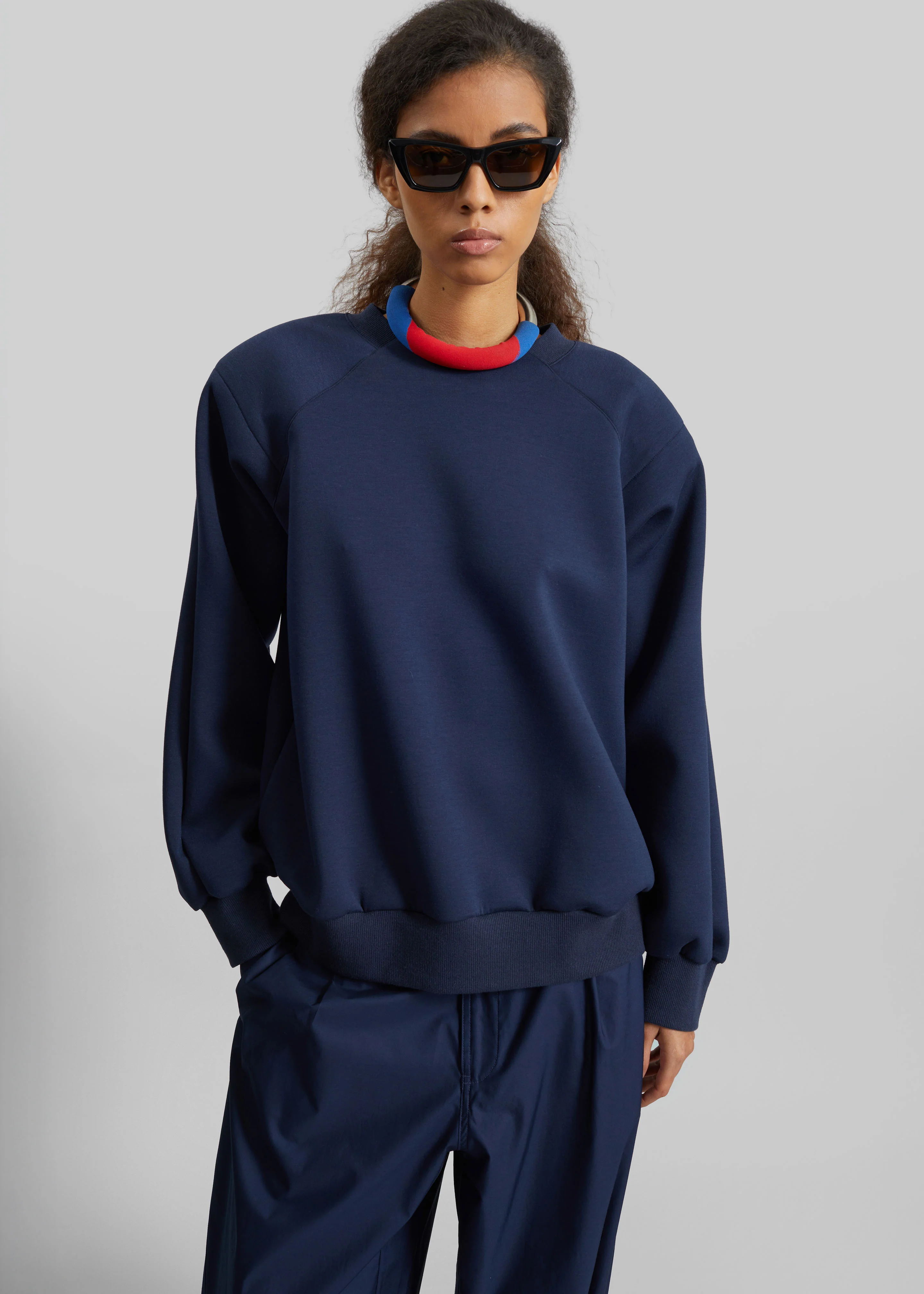Leian Neoprene Padded Sweatshirt - Navy - Image 8